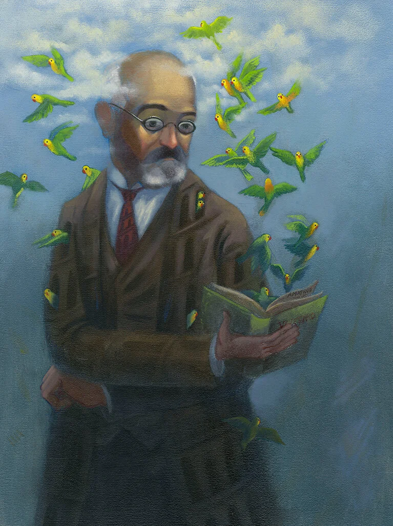  Ludwik Zamenhof  believed that the world’s wars were caused by the misunderstandings created by language barriers, and believed that if only one language could unite all peoples, world peace would come.  This illustration about Zamenhof, the invent