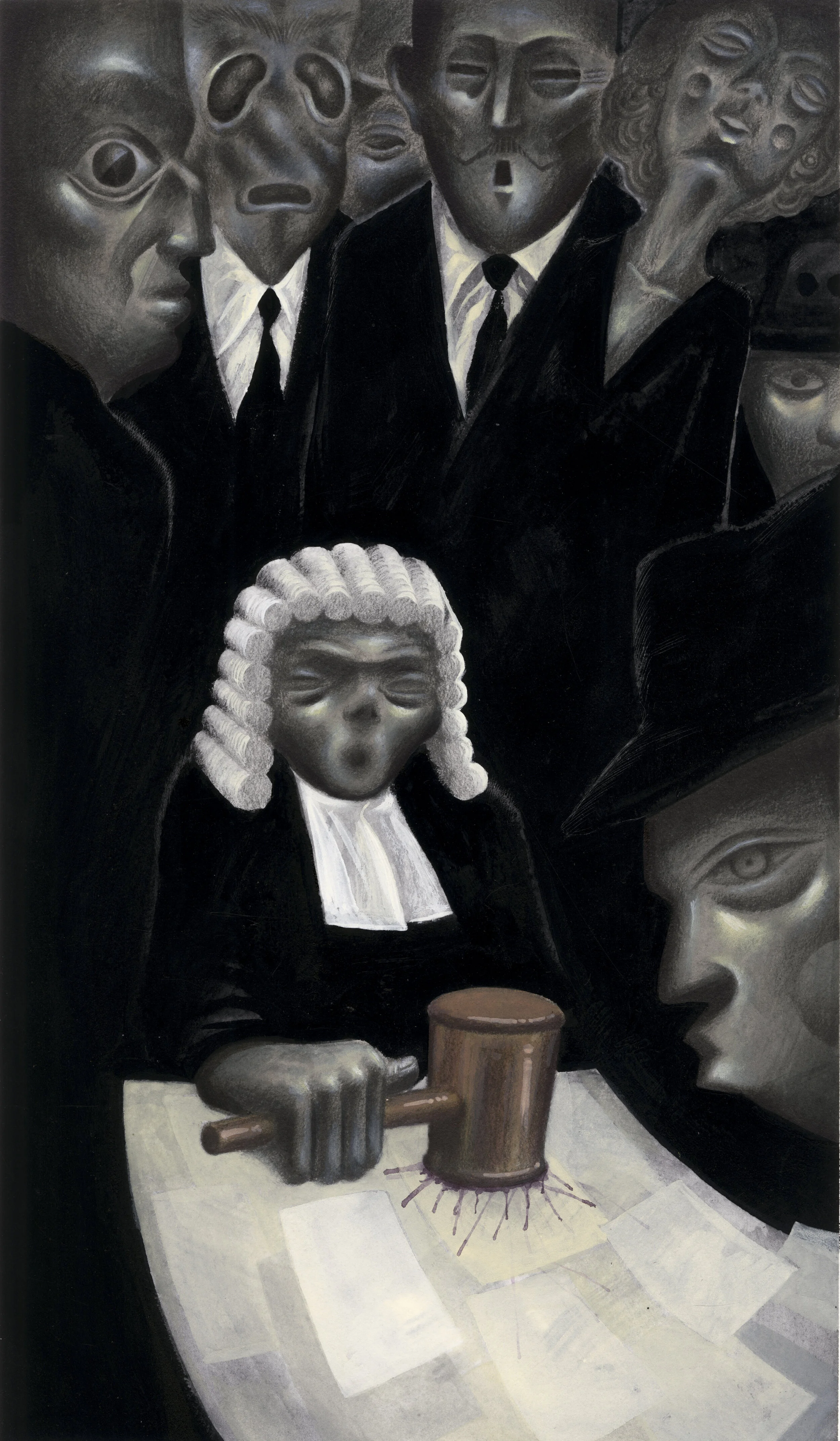  Mainly based on character design, this illustration from my OCAD U Thesis Strangers, uses surrealism to show Kafka’s personal isolation, both in his life, and in the nightmarish world of his novels. 