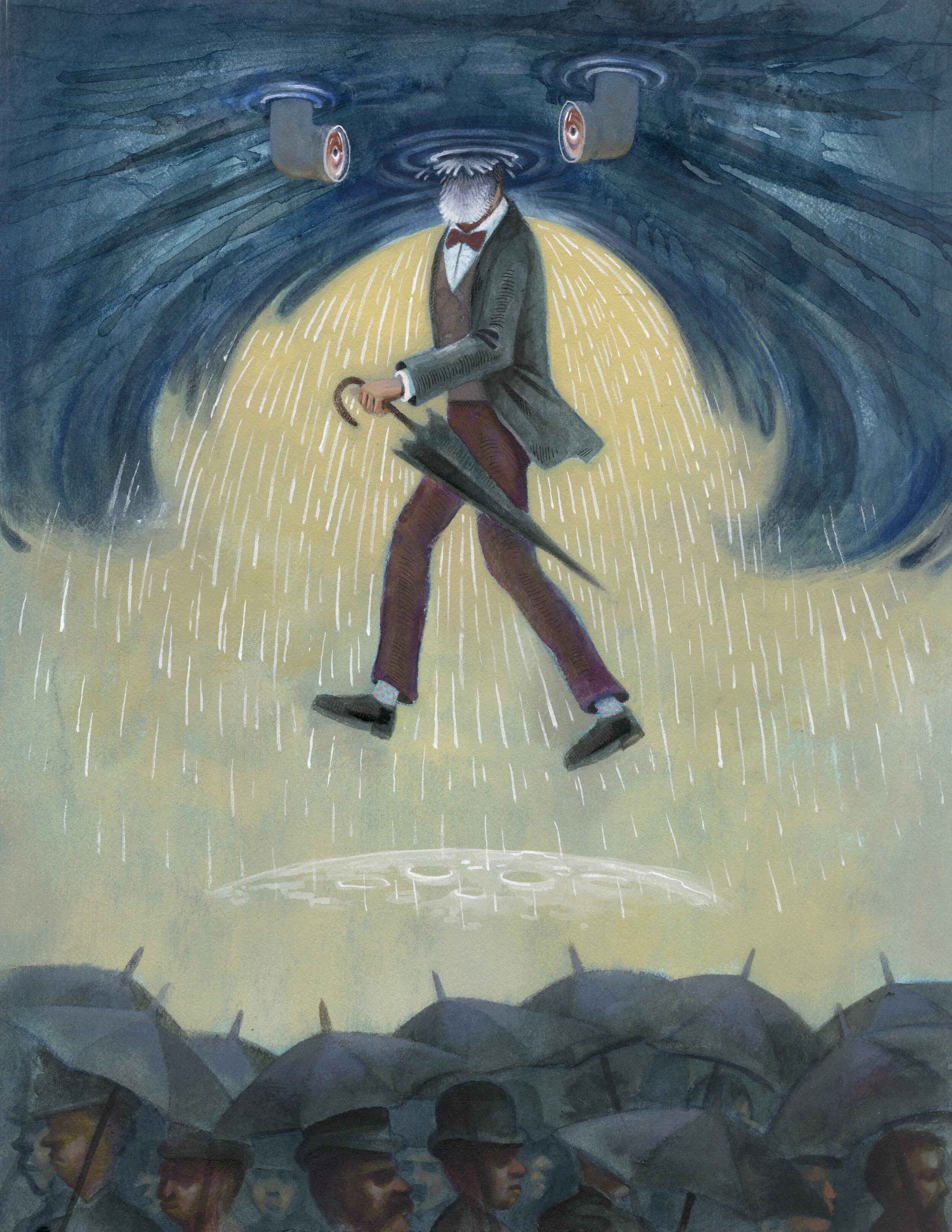  Jules Verne was known for predicting many inventions ahead of their time, including submarines, space travel, video calling. This illustration from my OCAD U Thesis Strangers, shows his relationship to the people of his time, demonstrating how he ‘h