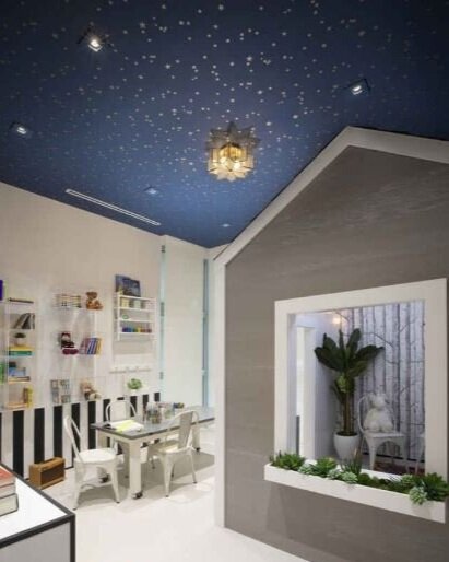Modern ceiling design with wallpaper | Beautiful Homes-omiya.com.vn