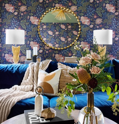 Botanical Living Room - Bright Floral Spring Linen Pastel Color