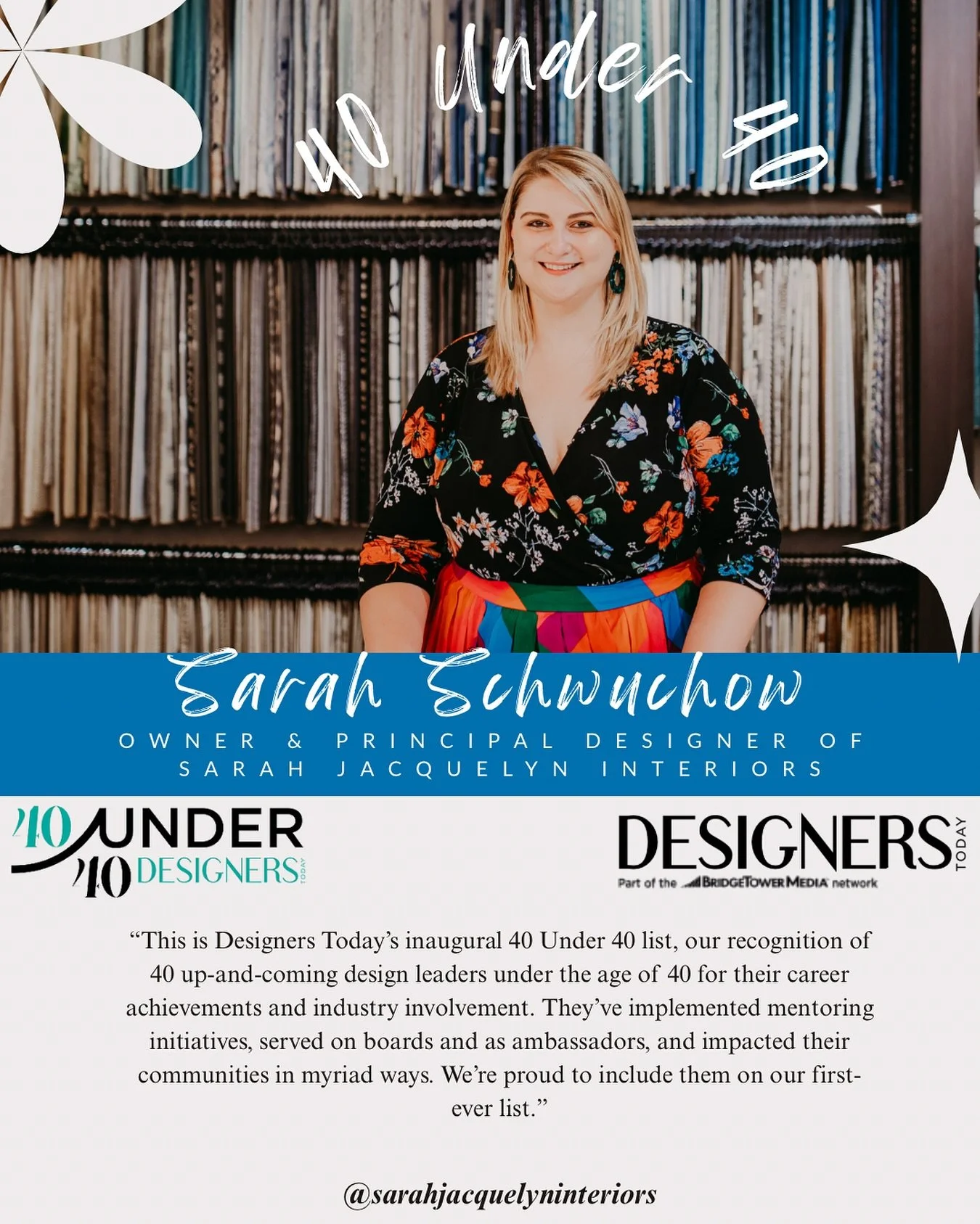 We&rsquo;re thrilled to announce that our very own Sarah Schwuchow has been selected for the prestigious Designers Today 40 Under 40 2025 honorees list, a celebration of emerging design leaders under forty who are making a meaningful impact in our in