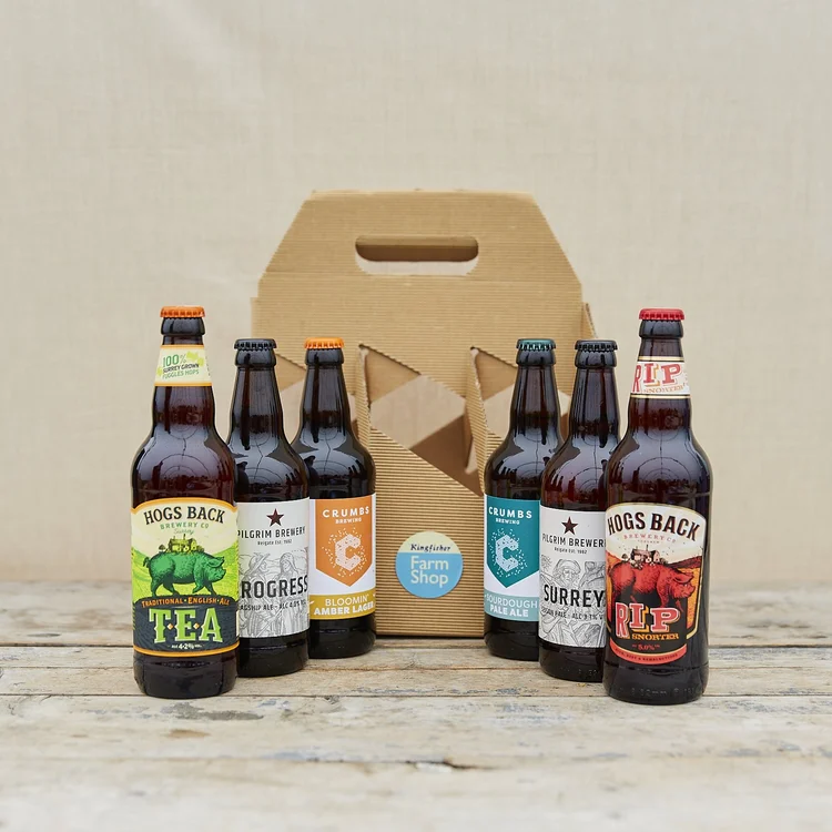 A fabulous selection of six beers and ales from 3 of Surrey’s finest breweries, Pilgrim, Hogs Back & Crumbs.  A lovely gift for any fan of local beers and ales.
