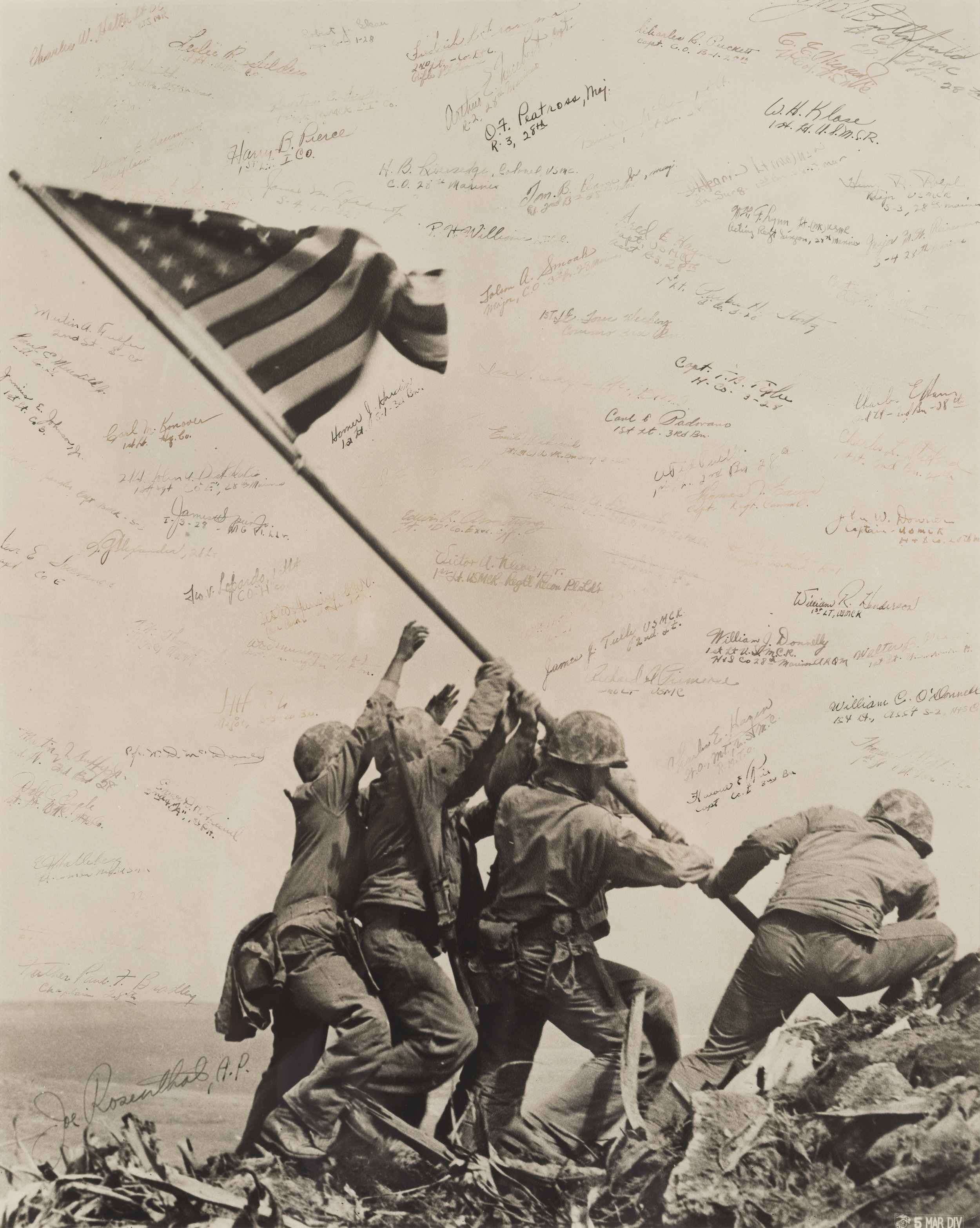 Battle of Iwo Jima, March 2, 1945 (w/surviving participants signatures)