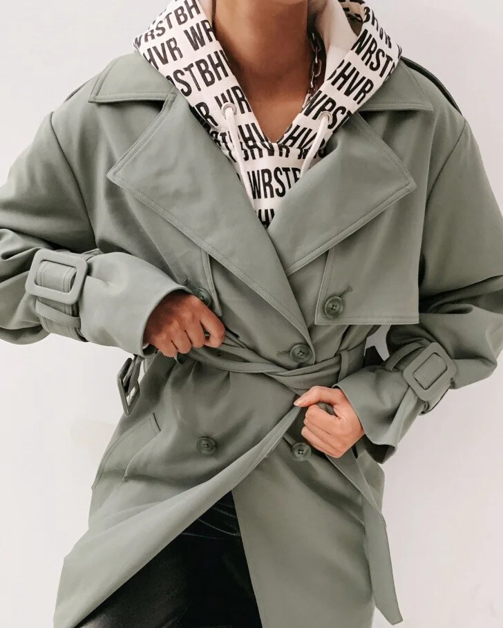 WRSTBHVR GREEN TRENCHCOAT