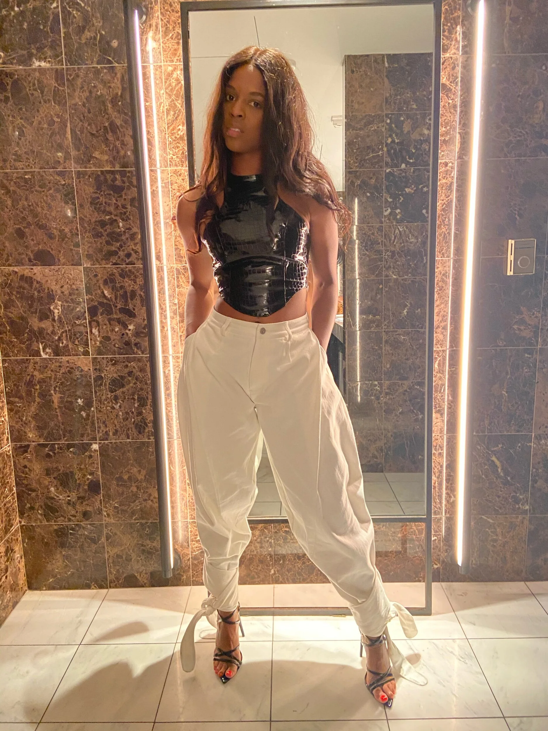 SPOTTED! @absoluteepitome wearing Doha Denim Tied Cuff Pants 