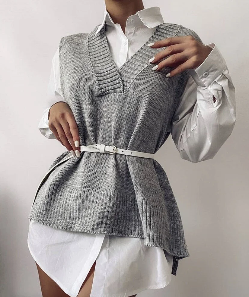 Cassey Grey Knotted Vest 