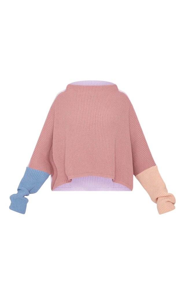 Pink Oversized Colour Block Sweater