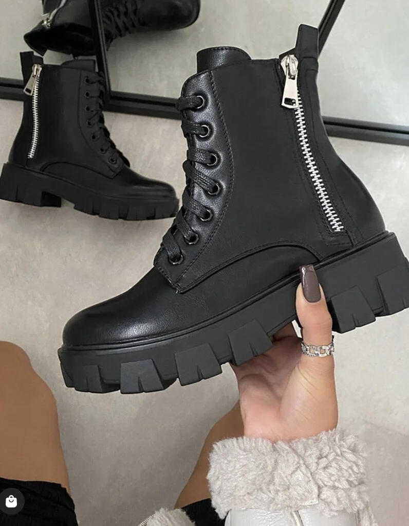 Irwin Zip Detail Chunky Leather Boot