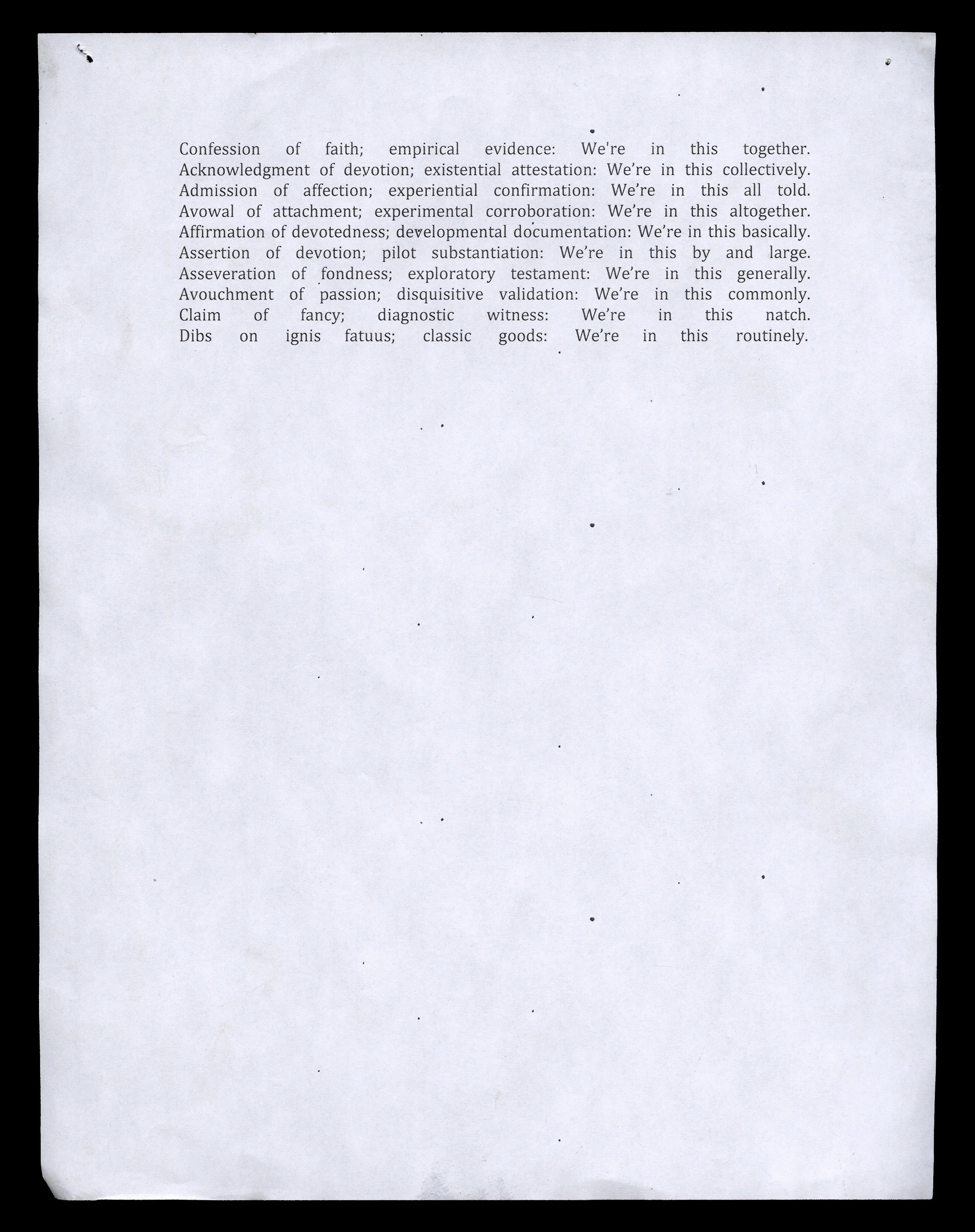 Davidson to Callis & J.R., Confession of Faith