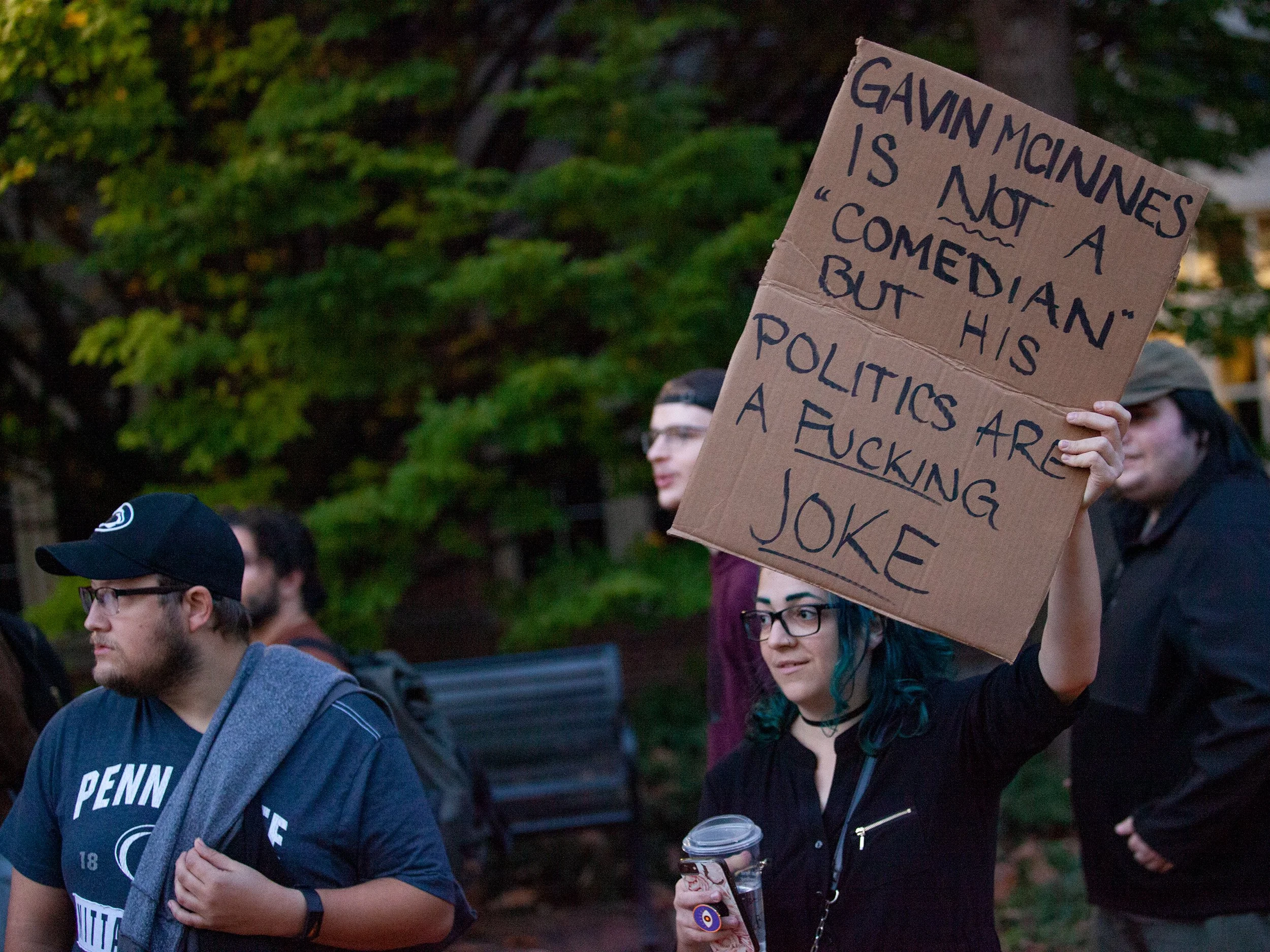 Penn State Students Protesting Speaking Event featuring Proud Boys founder Gavin McInnes and Troll Alex Stein