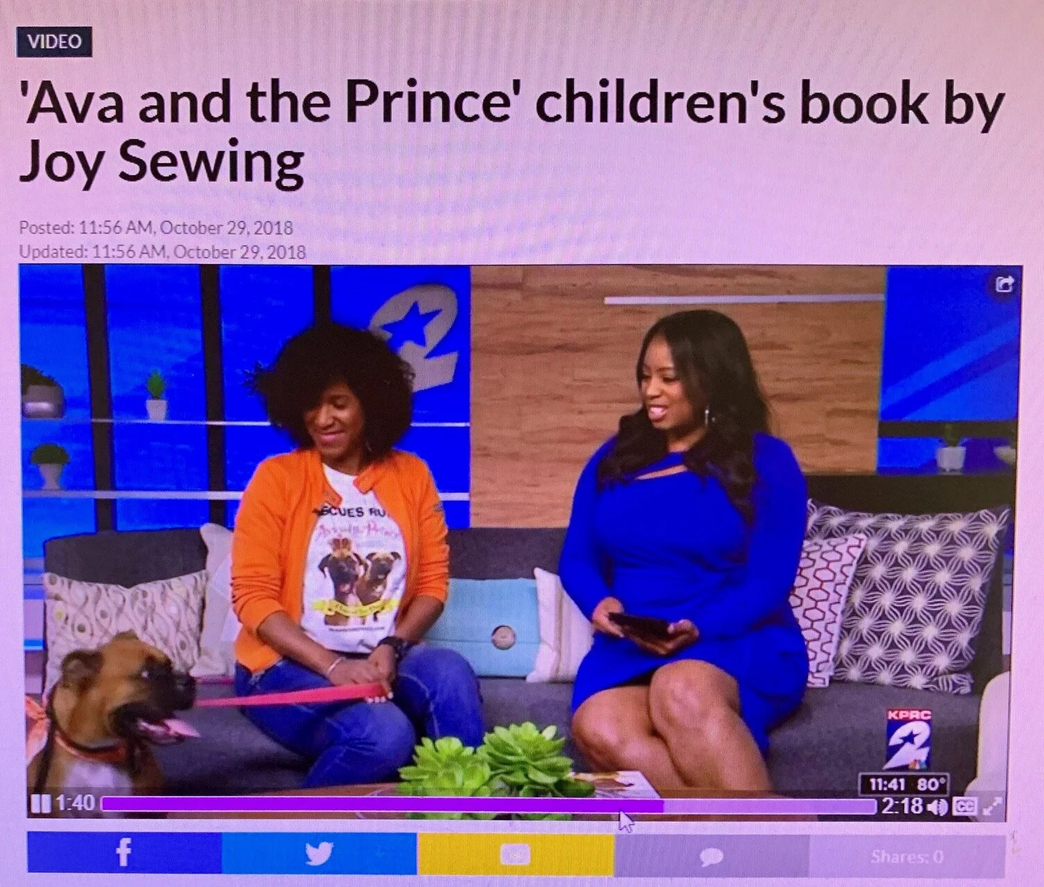 We appeared on KPRC Local 2. Click here to see the segment: https://www.click2houston.com/'ava-and-the-prince'-children's-book-by-joy-sewing