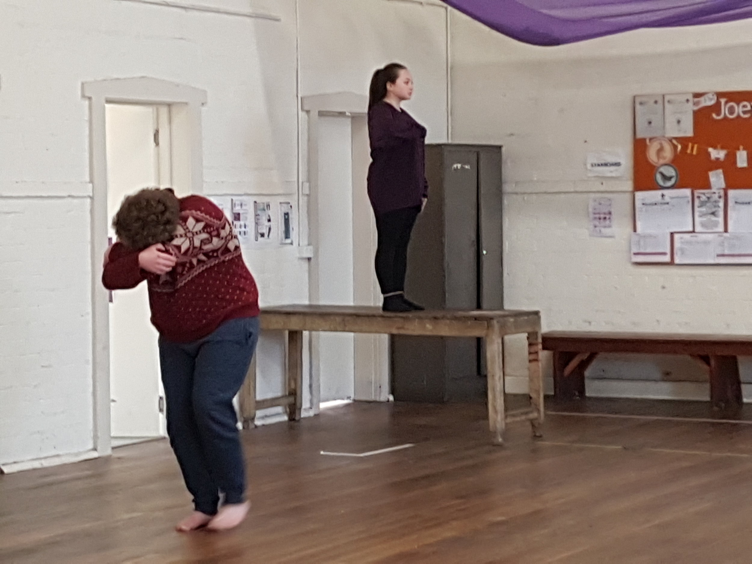 Core artists Oliver Cowen and Aubrey Flood during a framing exercise.