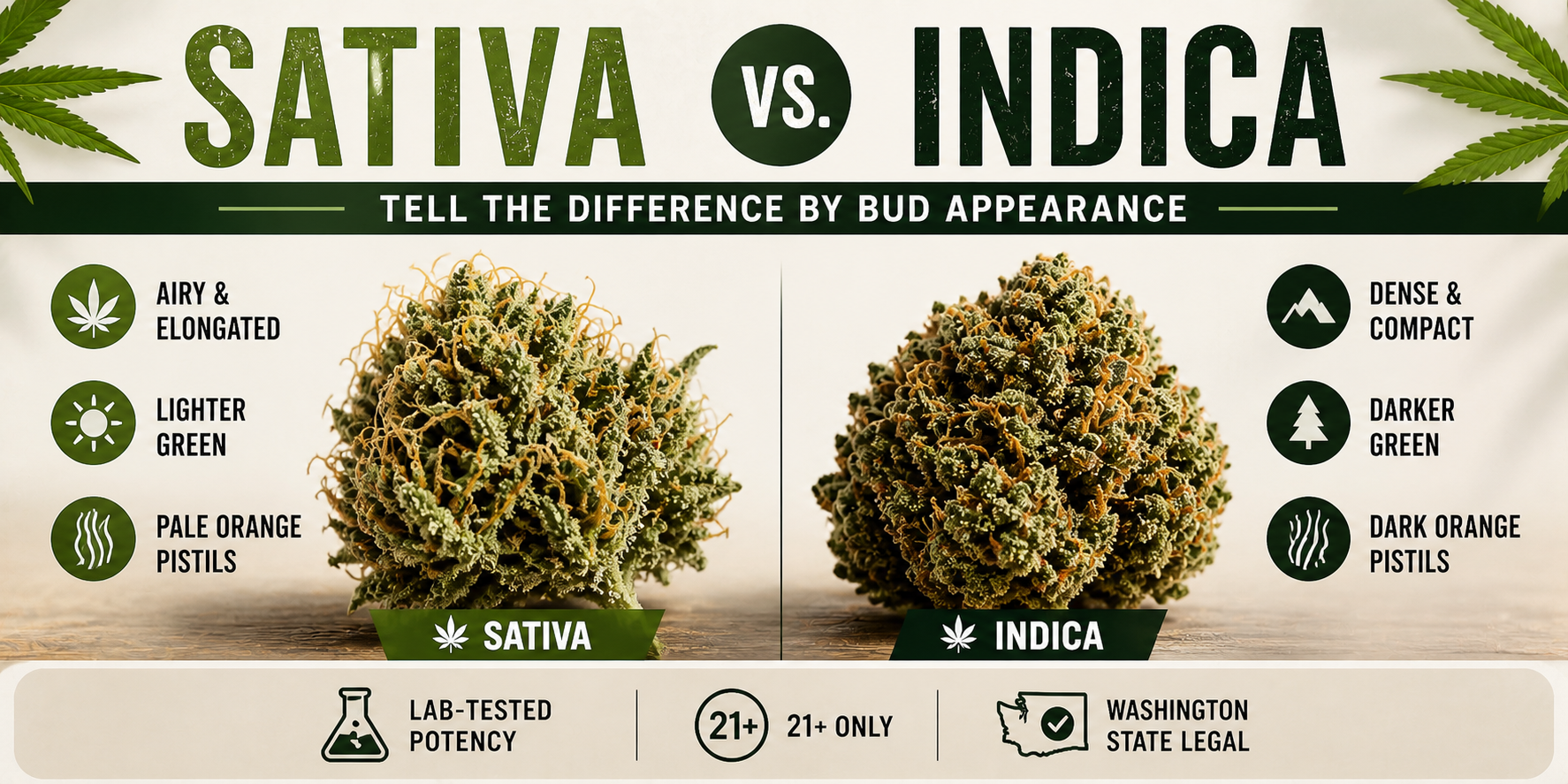 Sativa vs. Indica Chart: How to Tell the Difference by Bud Appearance
