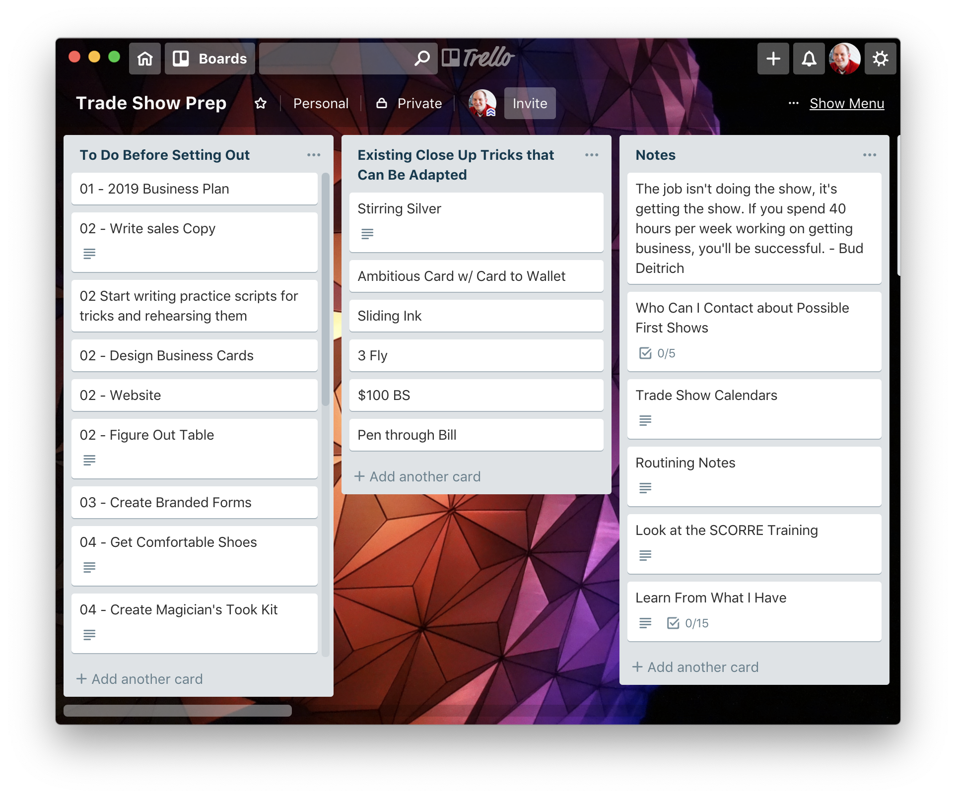 In Trello, you have boards that you can create. From there you drill down into lists, and then cards.
