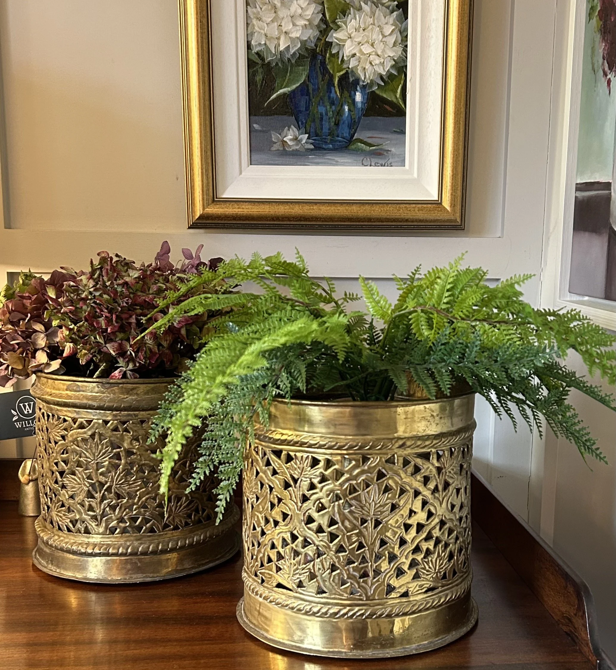 Pair of Antique Pierced & Brass Jardinieres