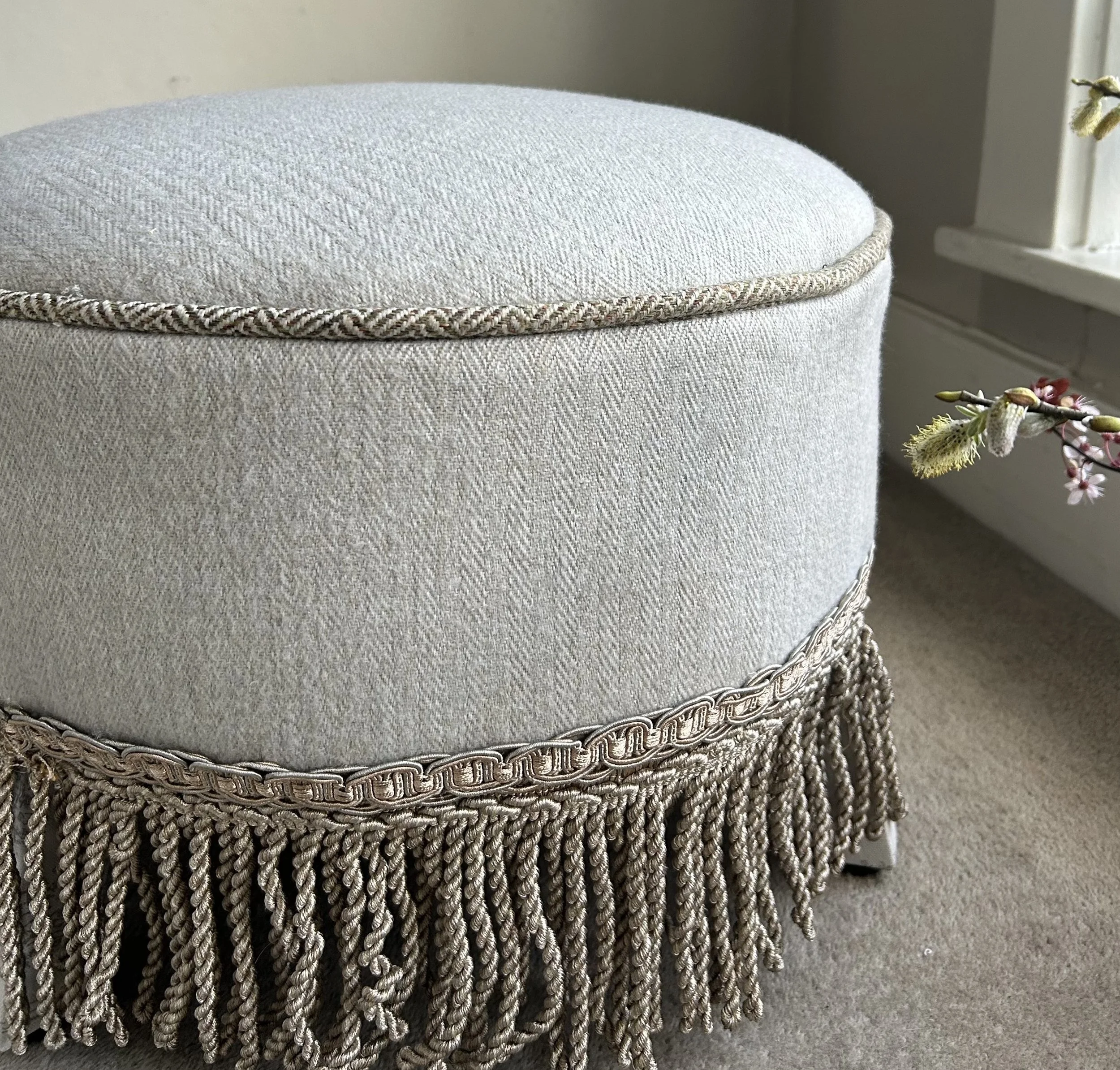 Newly Upholstered Mid Century Footstool