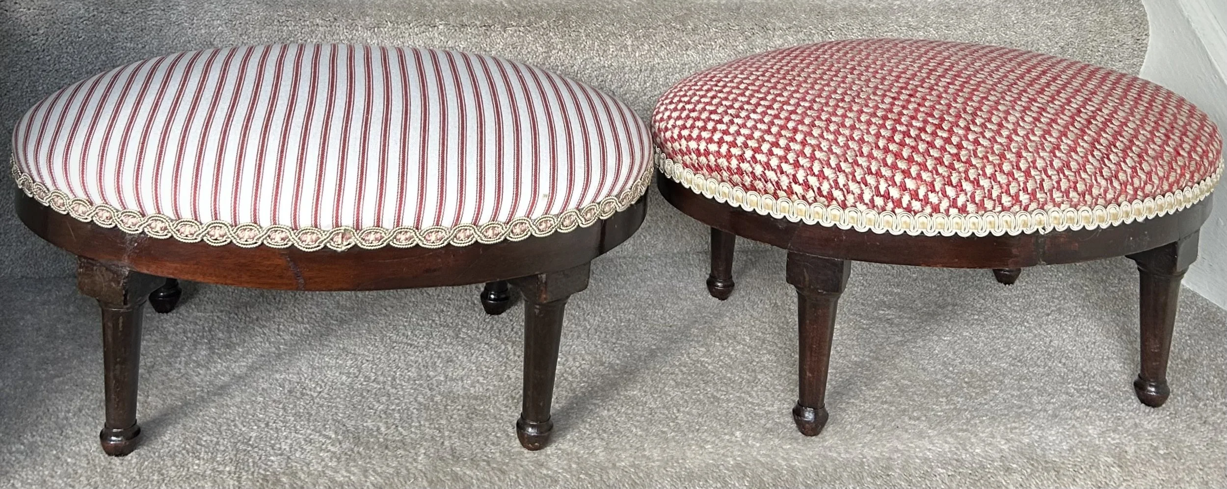 Pair Of Newly Upholstered Victorian Footstools