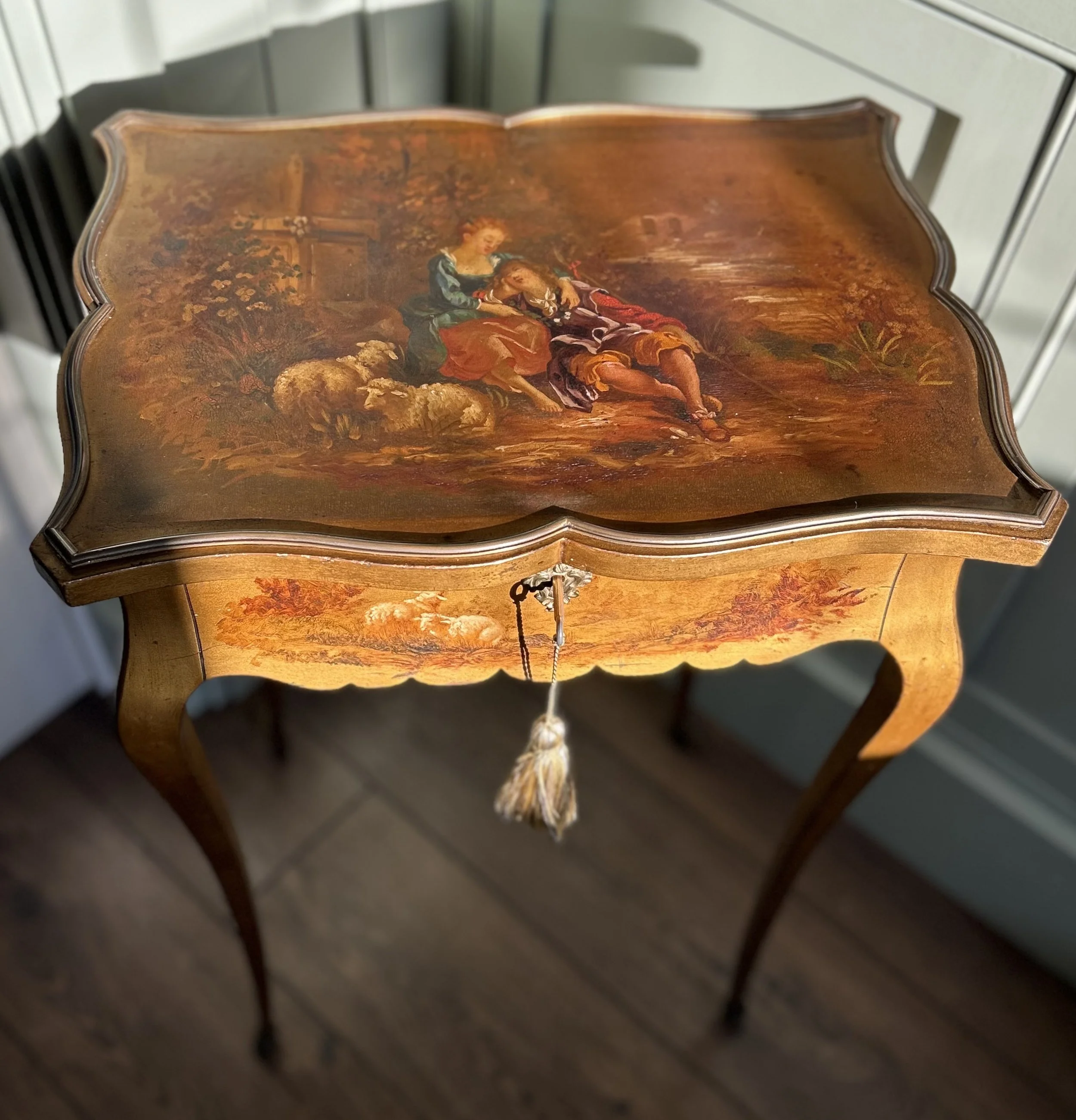 Late 19th C Hand Painted Jewellery Table