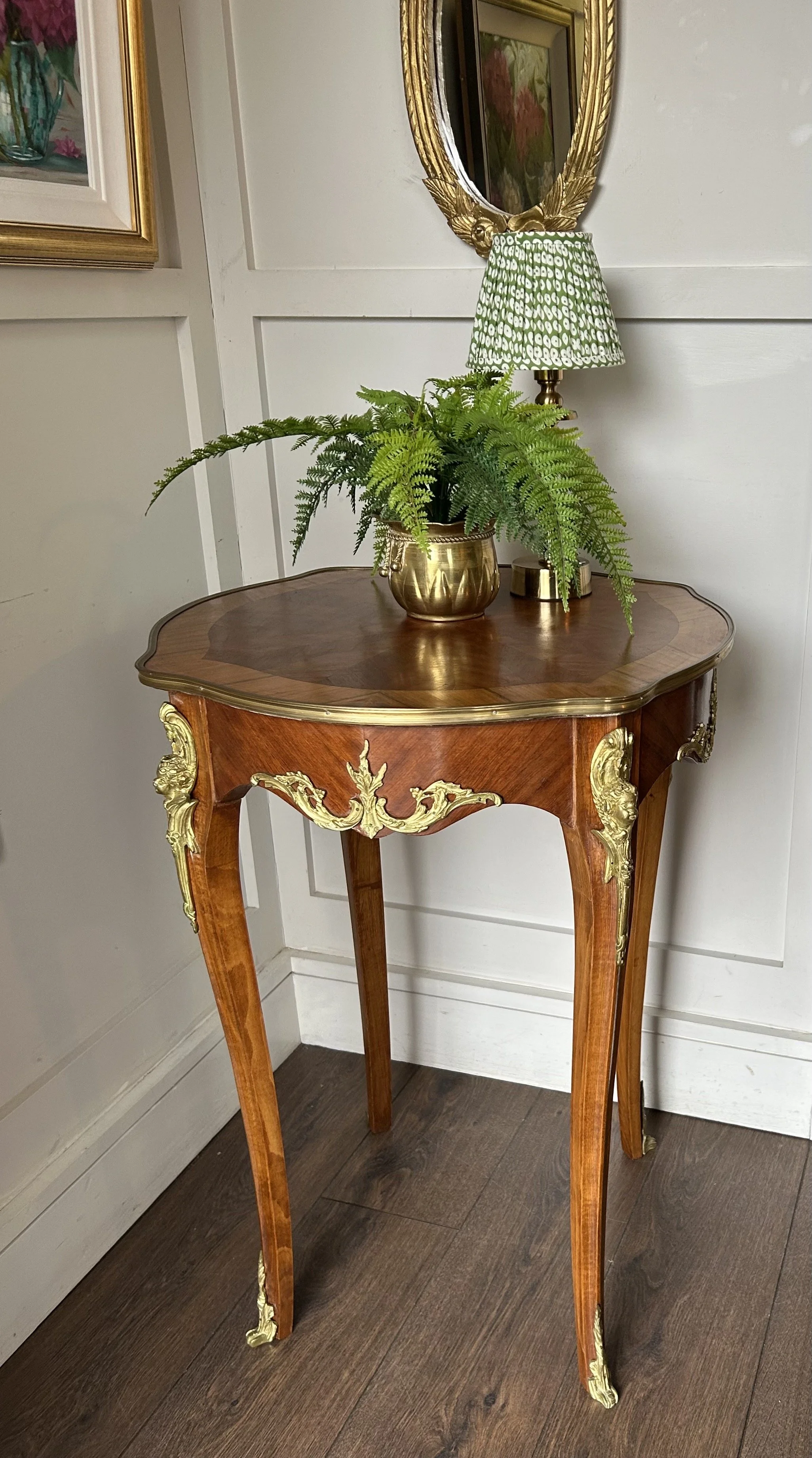 French Kingwood Lamp Table With Brass Ormolu Mounts