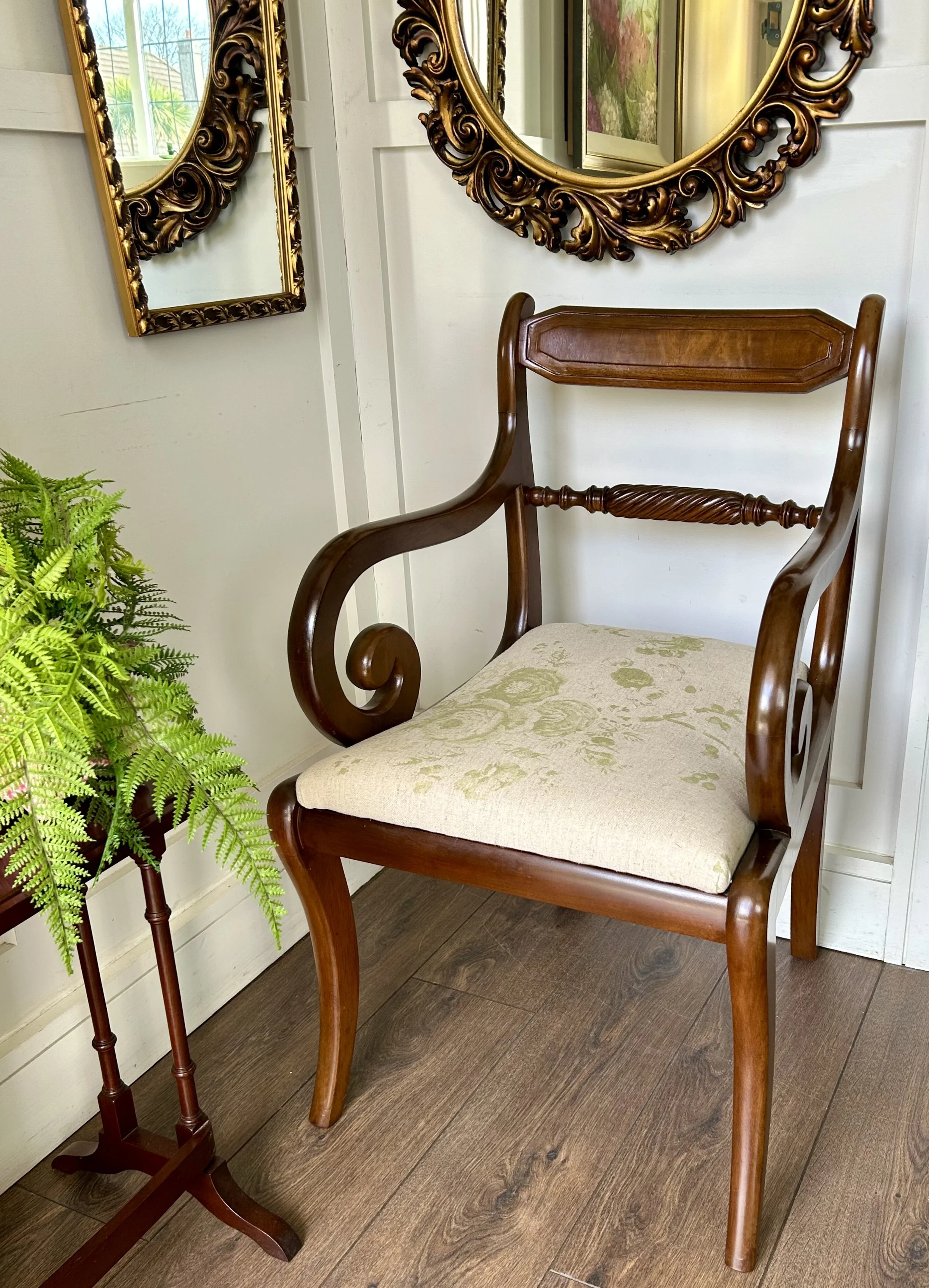 Edwardian Mahogany Bar Back Chair - Newly Upholstered