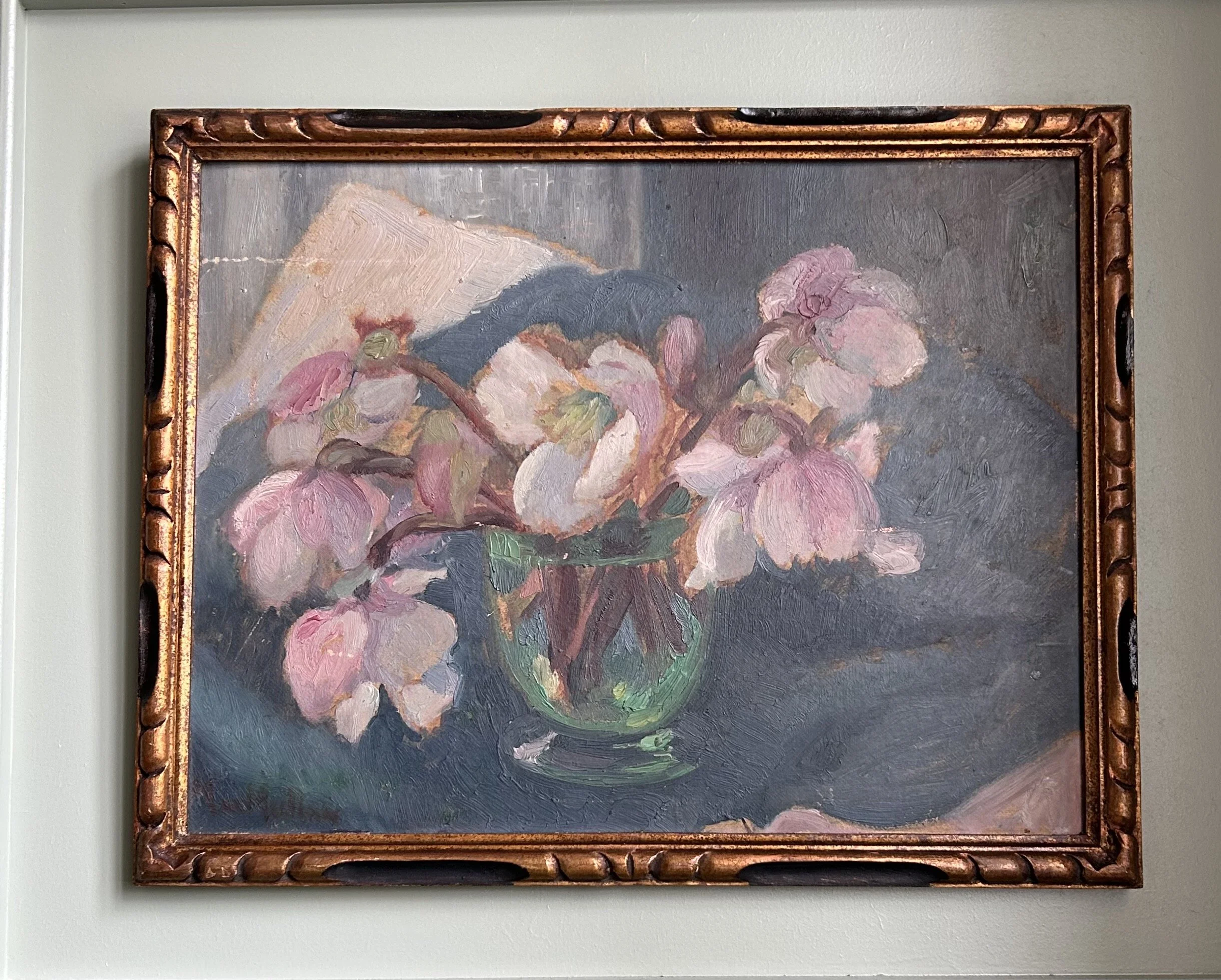 “ Vase Of Flowers” 20th C Oil On Board - Signed