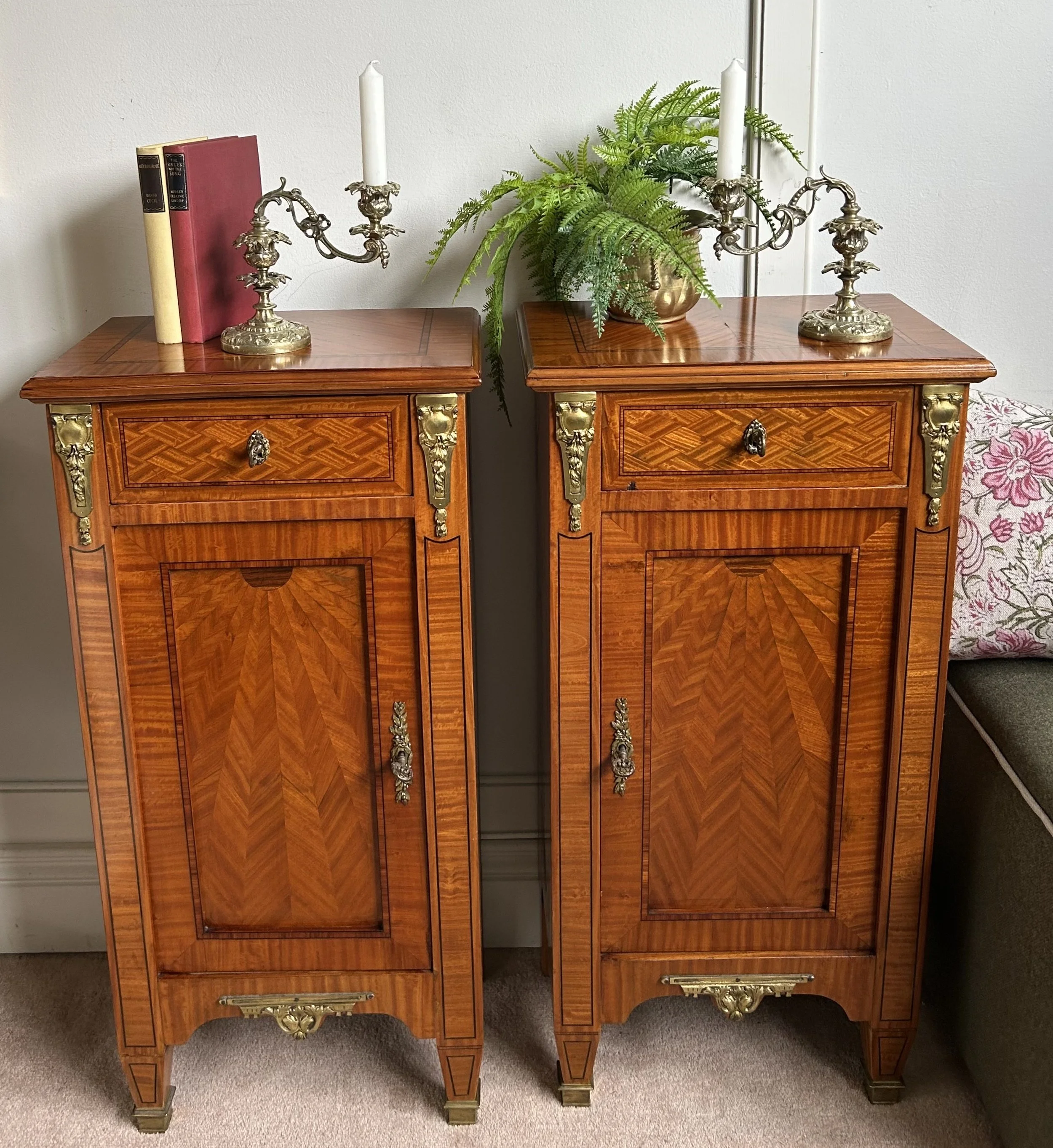 Superb Pair of Edwardian Parquetry lockers - Cabinets With Gilt Mounts