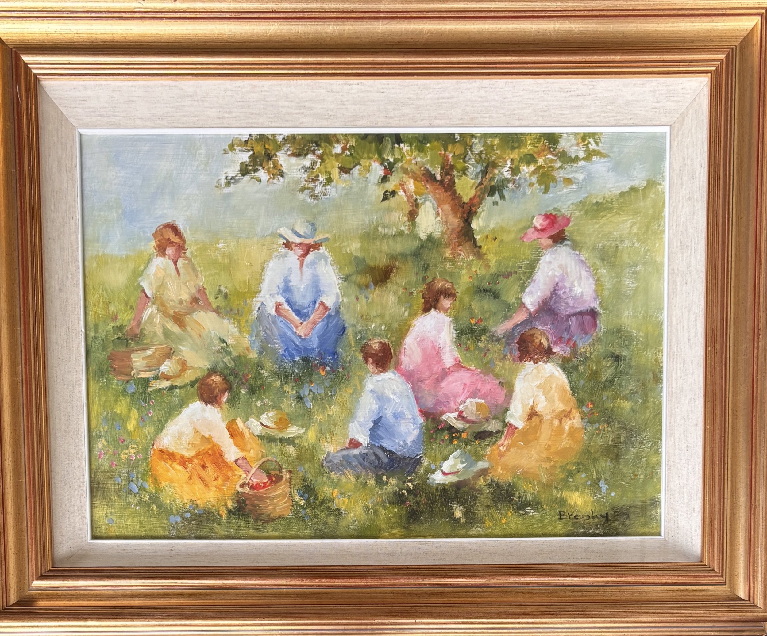 “The Family” Oil On Board By Elizabeth Brophy (1926- 2020)