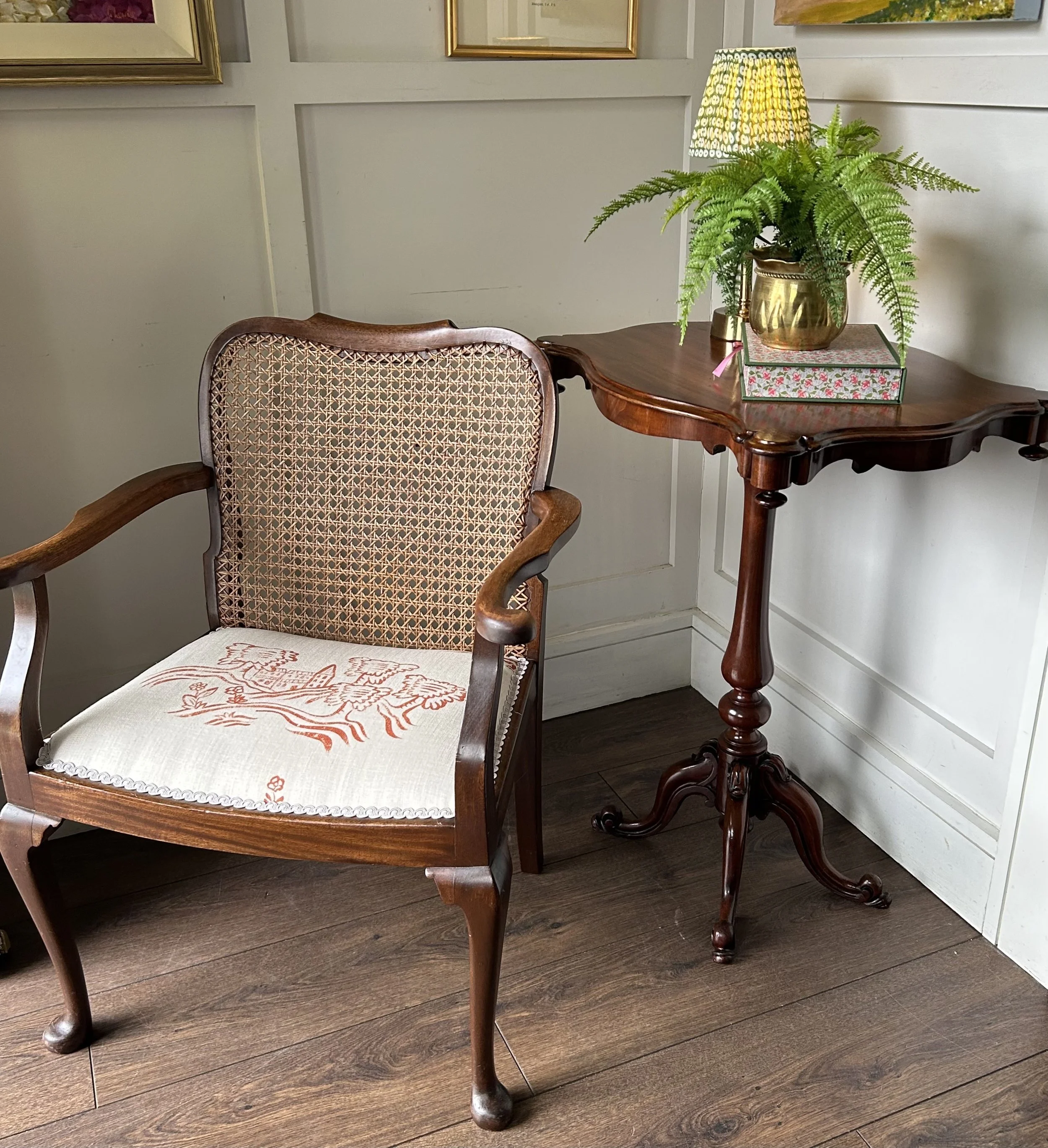 Early 20 th C Mahogany Chair - Andrew Martin Fabric
