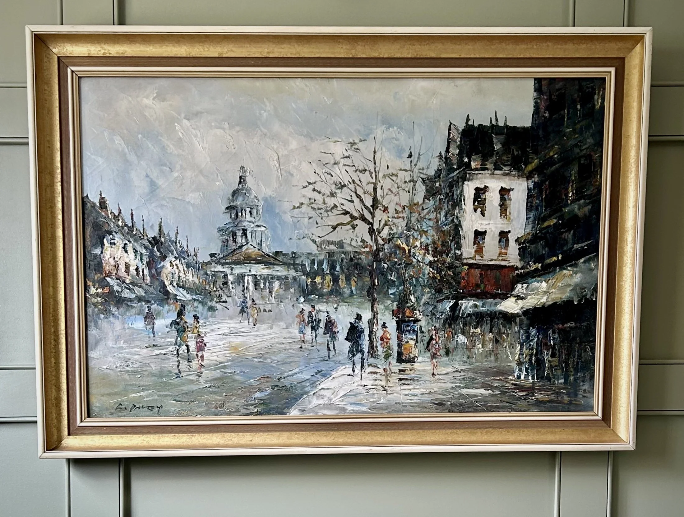 “Parisian Street Scene” Framed Oil On Canvas By R Davey