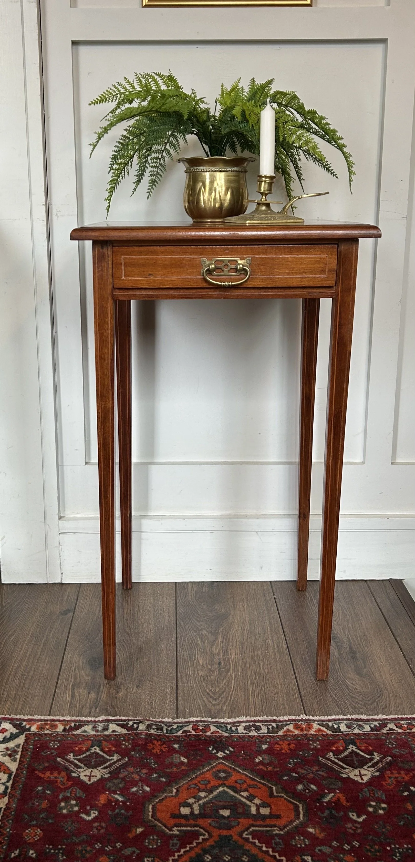 Sheraton Style Inlaid Mahogany Side Table With Single Drawer