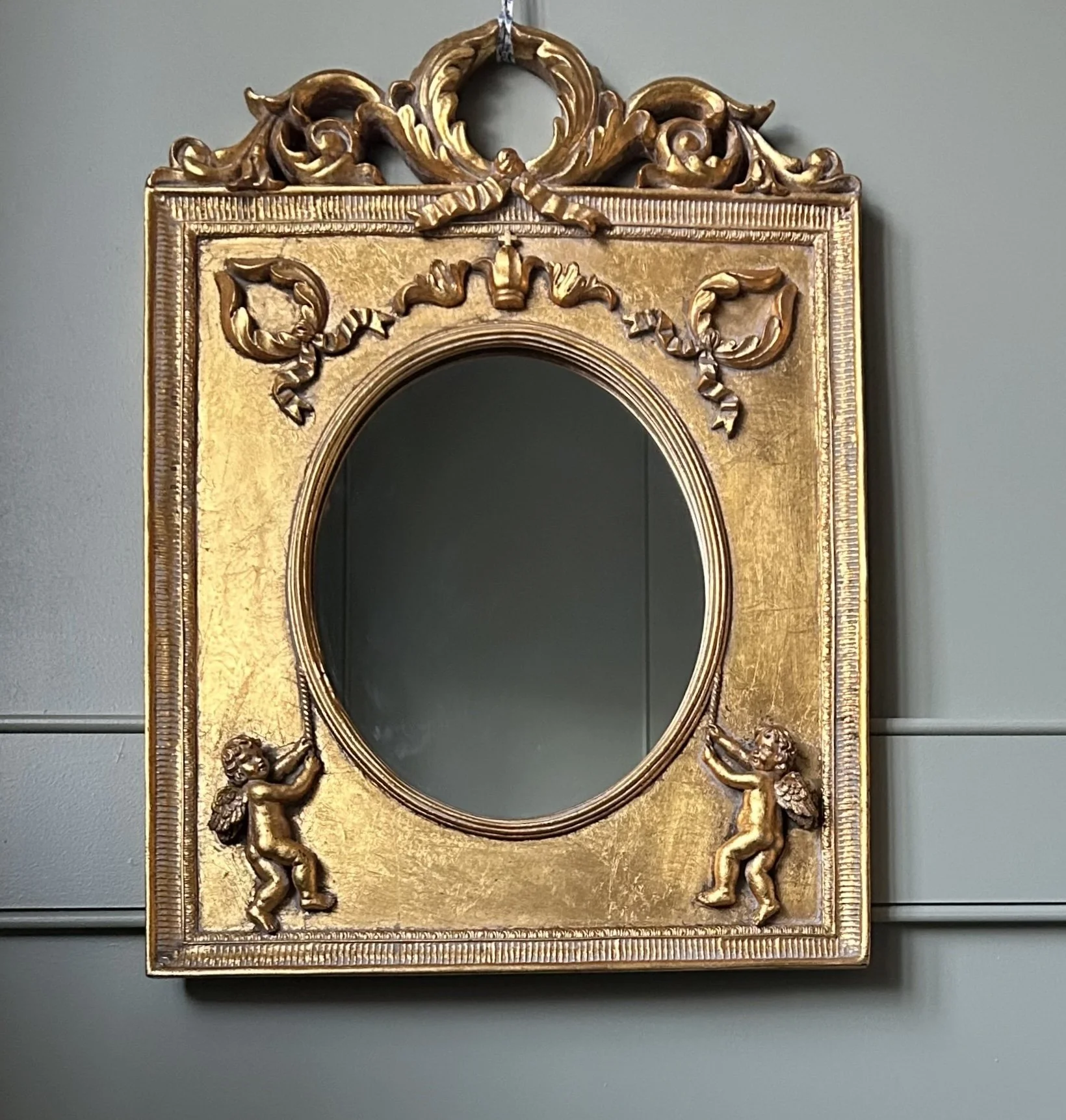 Small Vintage Gilt Mirror With Cherub Decoration