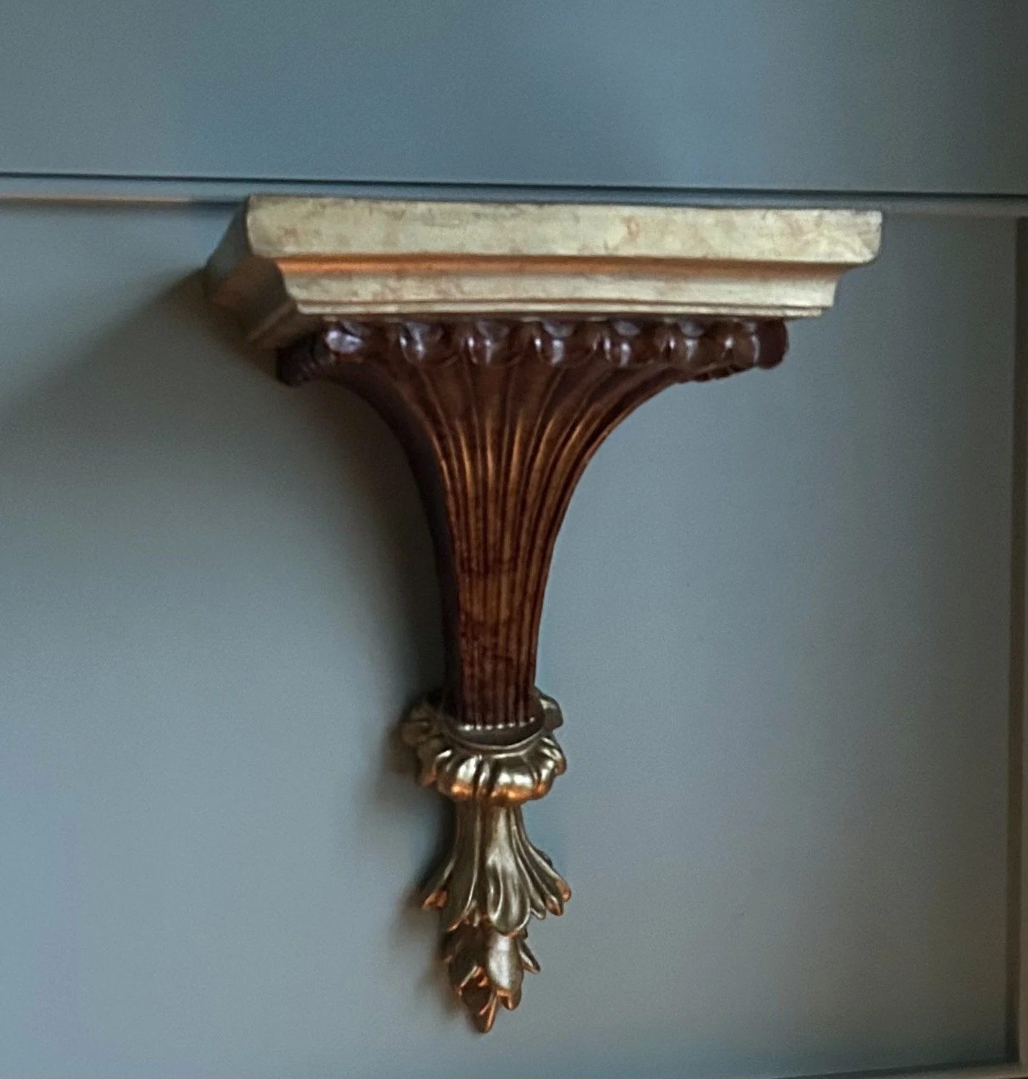 Pair of Continental Gilt & Timber Wall Brackets