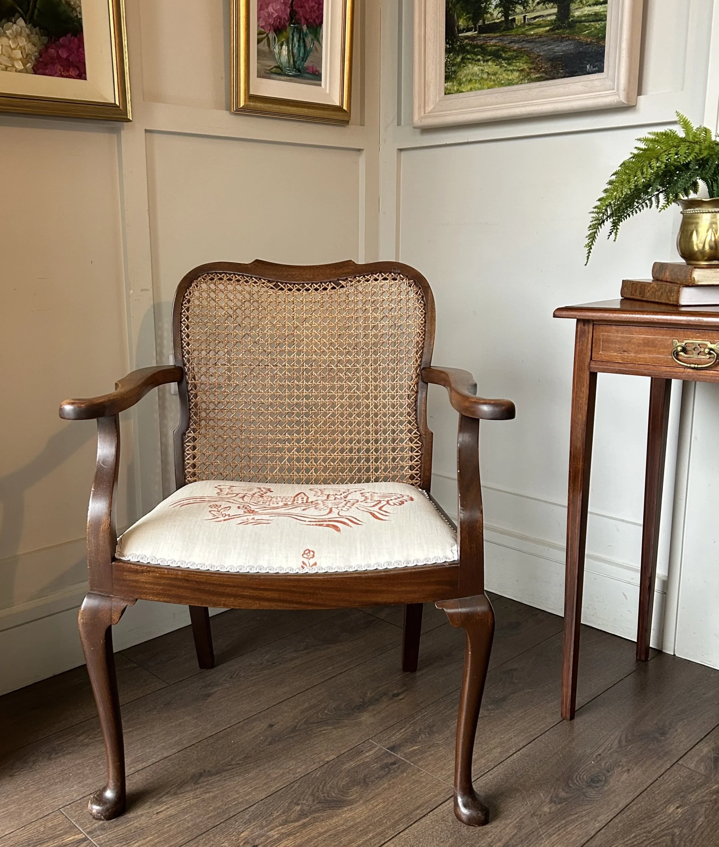 Early 20 th C Mahogany Chair - Andrew Martin Fabric