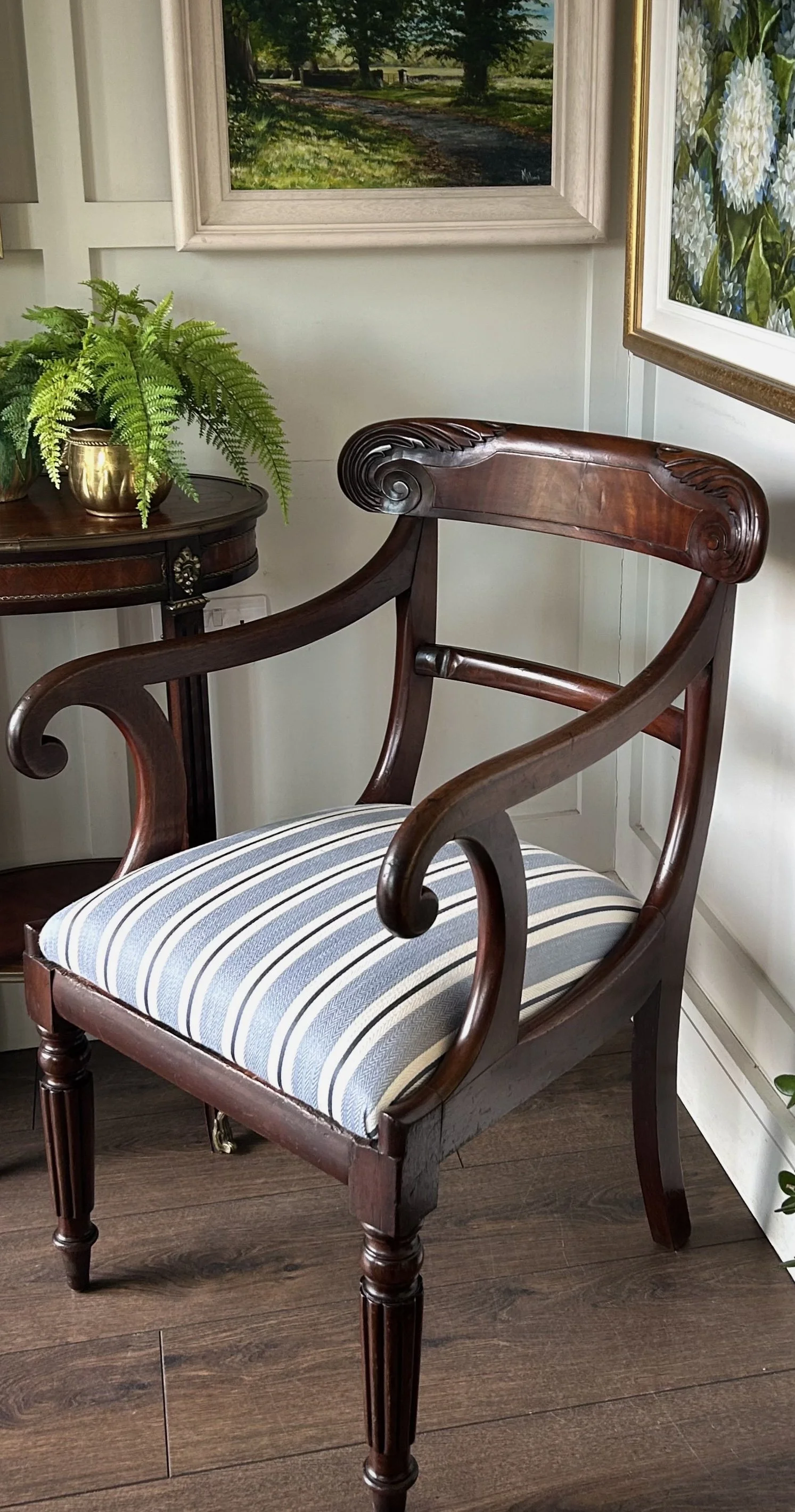 William IV Mahogany Bar Back Chair - Newly Upholsteded