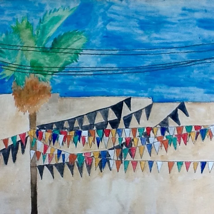 Ami Tallman, Carnitas Michoacán, August 2018, gouache on plywood, 25x19 inches