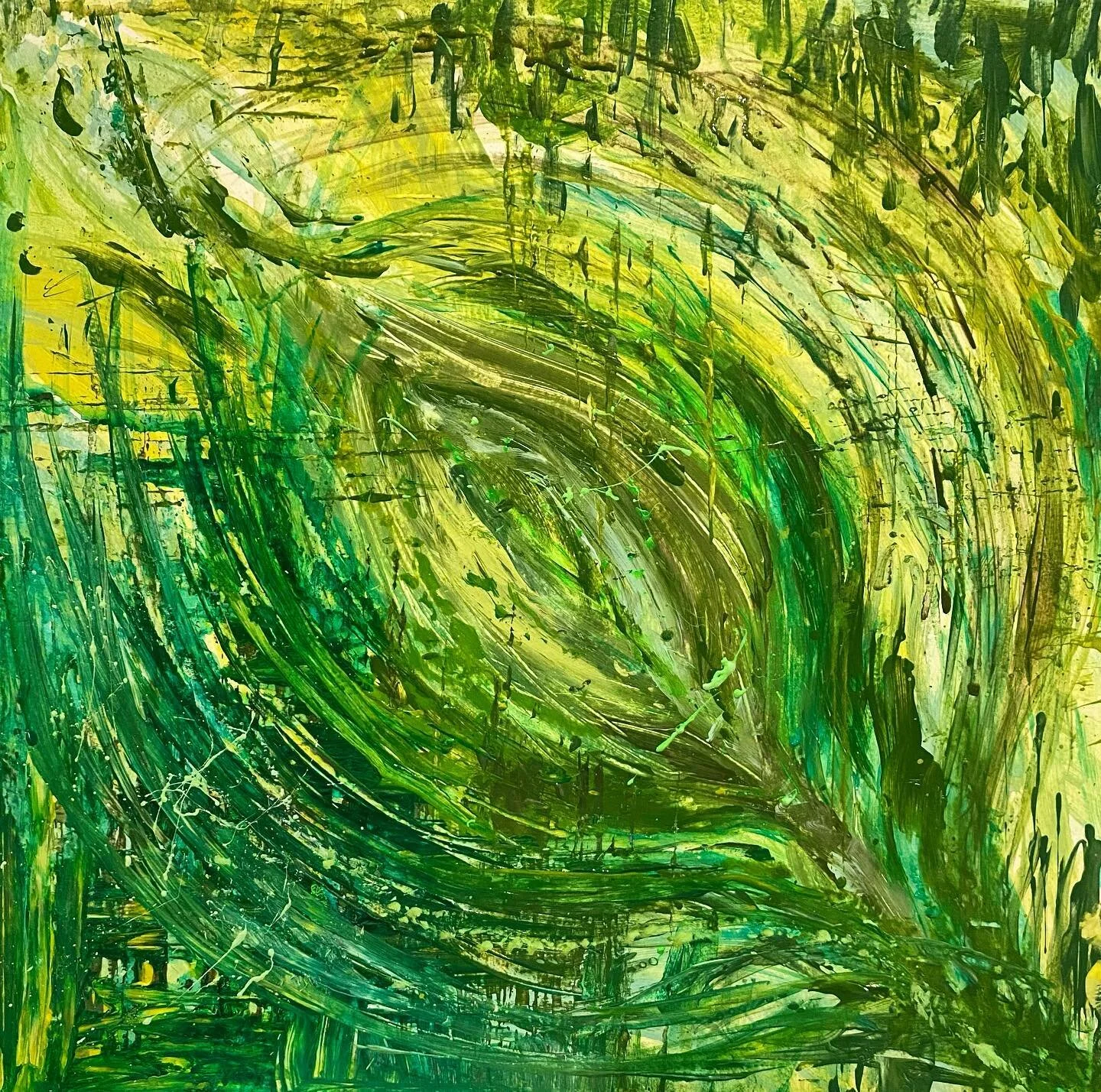 Art today (Green)&hellip; 
Protea Vortex

Happy to be creating again 💚
#acrylicpainting #abstractart