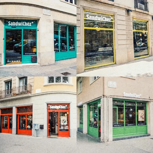 Detall 40 - Si bé el producte, el servei i l’operativa de tots els locals és la mateixa, ens agrada que cada local tingui la seva pròpia personalitat i per això els pintem de colors diferents. Locals de color verd, blau, groc, vermell, rosa... aviat se’ns acabaran els colors!
