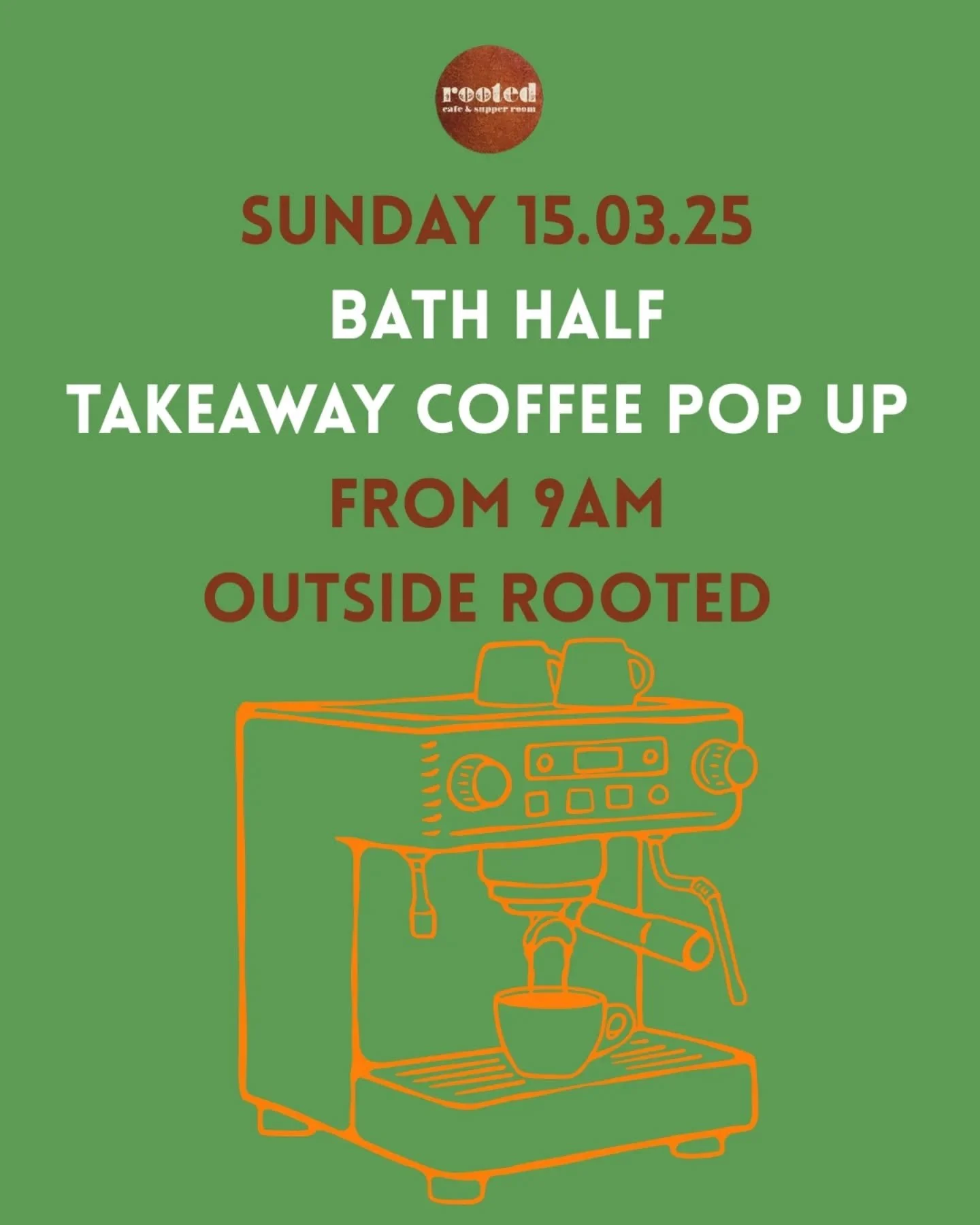 Bath Half takeaway coffee pop up outside rooted for all you spectators not to miss a run ❤️&zwj;🔥 open from 9am, full menu and seating inside available ( we recommend booking as we get super busy )