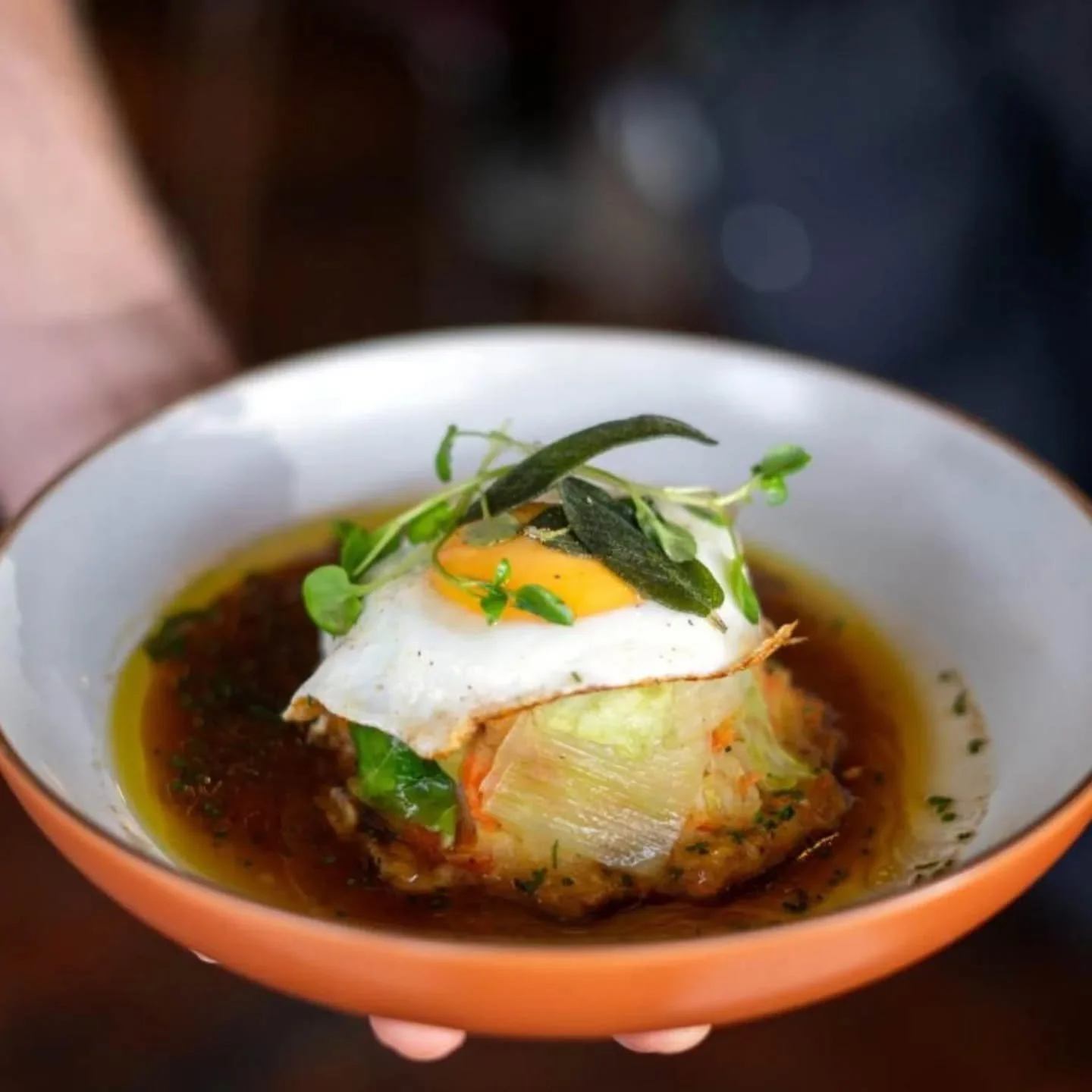 A Classic 

The rooted Bubble and Squeak 
Smashed and roasted potato's in rosemary and sage with savoy cabbage and carrots , fried egg, wild mushroom gravy and deep fried sage

Whos tried it? If not, make sure it's a dish to try on your list!