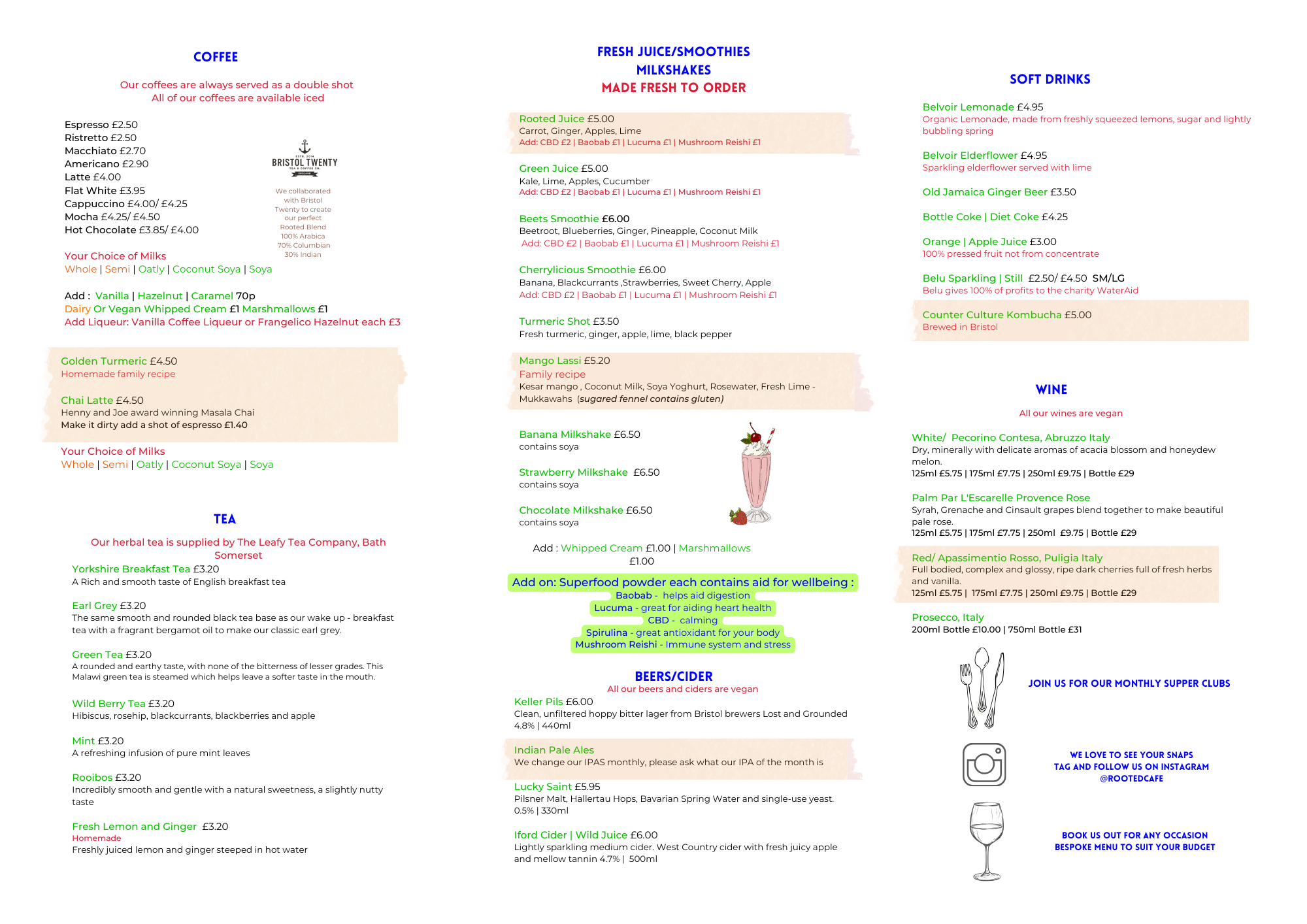 Menus — Rooted Cafe