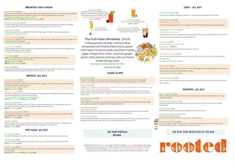 Menus — Rooted Cafe