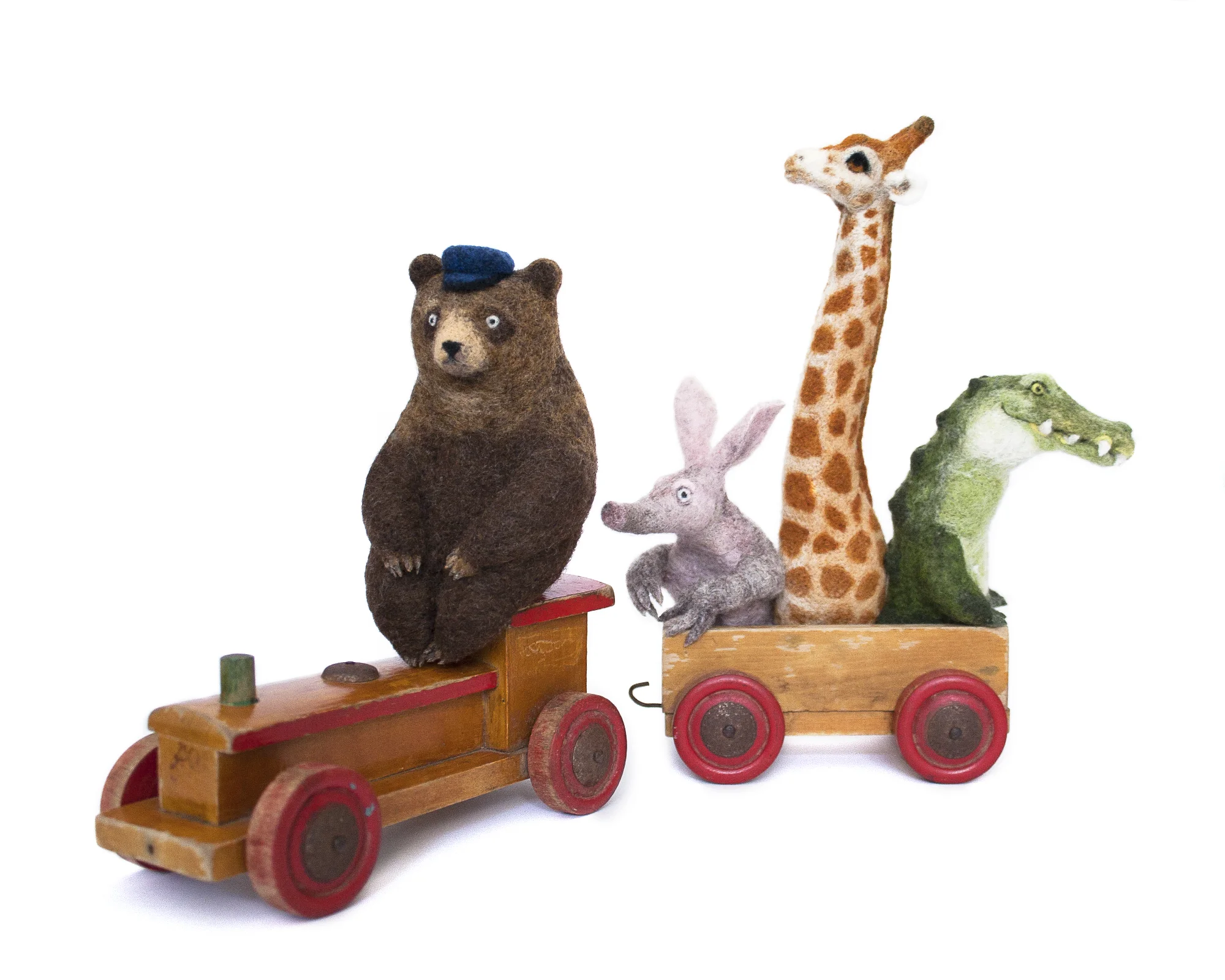 Needle Felted Animal Train