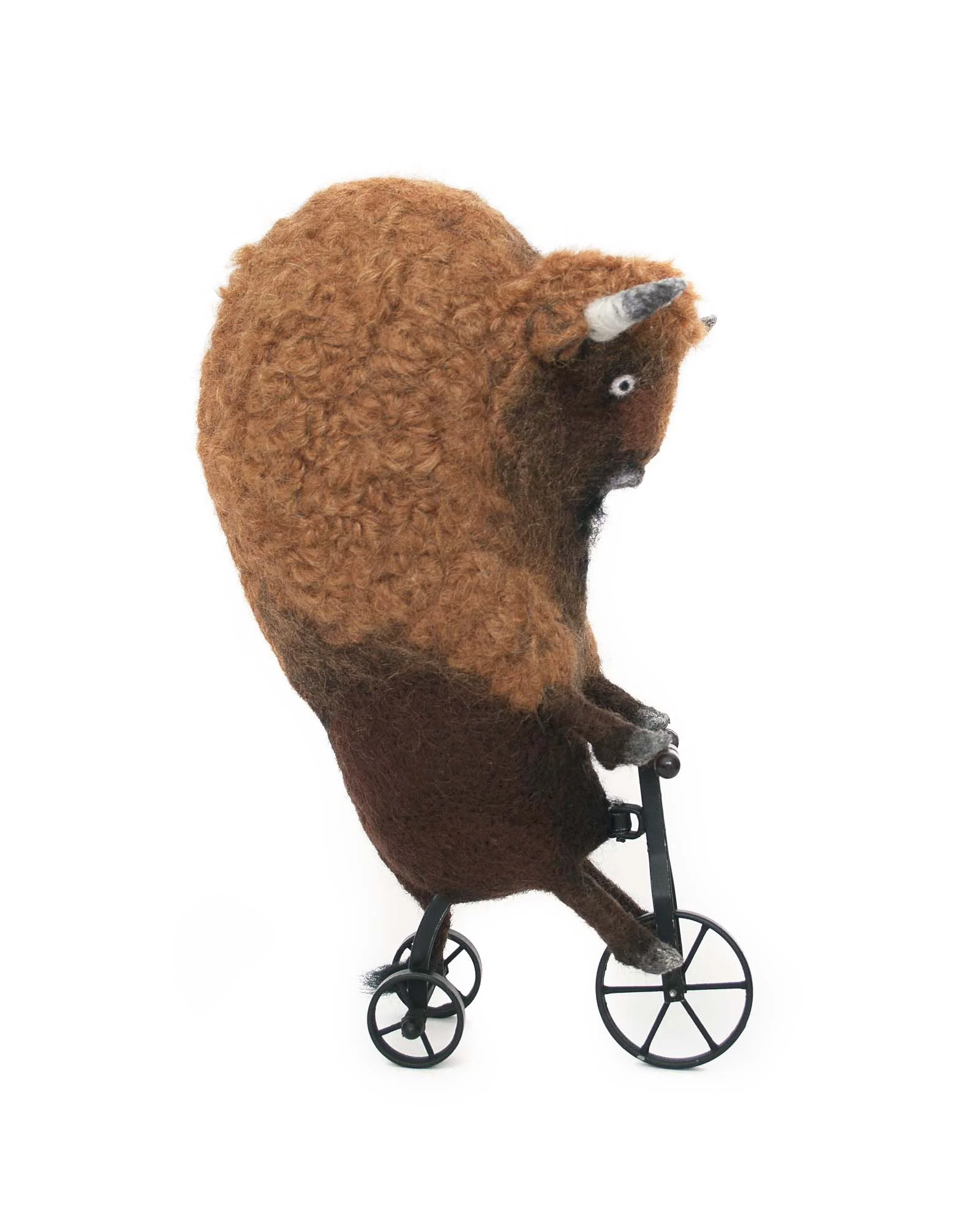 Needle Felted Bison On Wheels