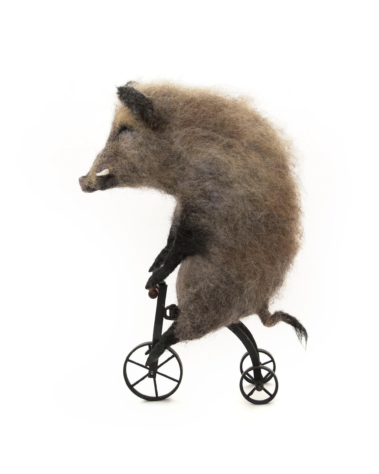Needle Felted Boar On Wheels