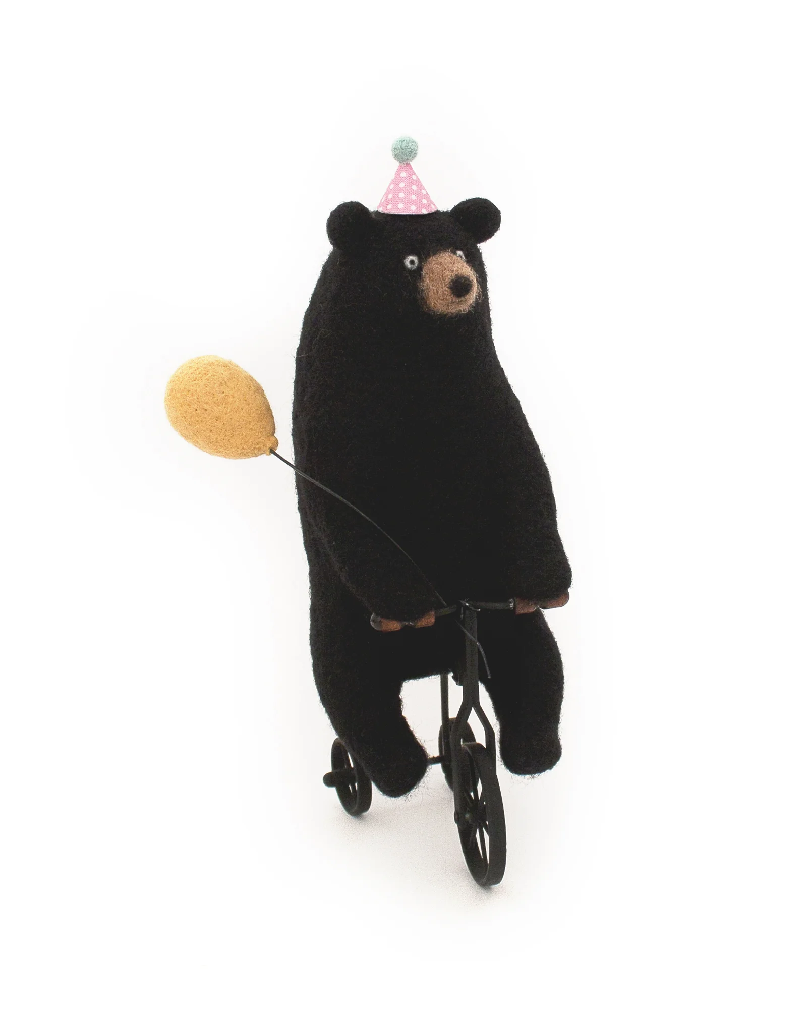 Needle Felted Black Bear On Wheels