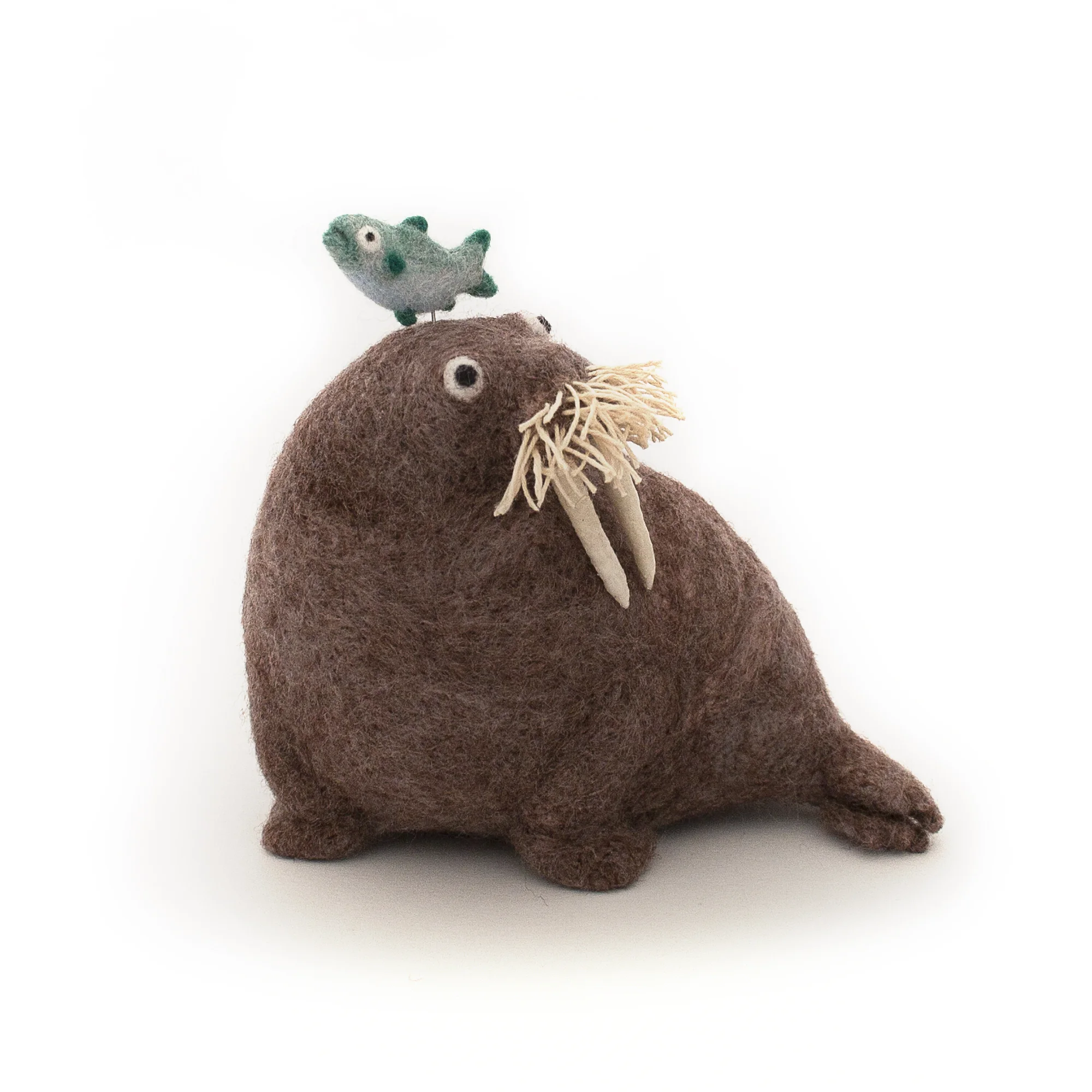 Needle Felted Walrus & Fish