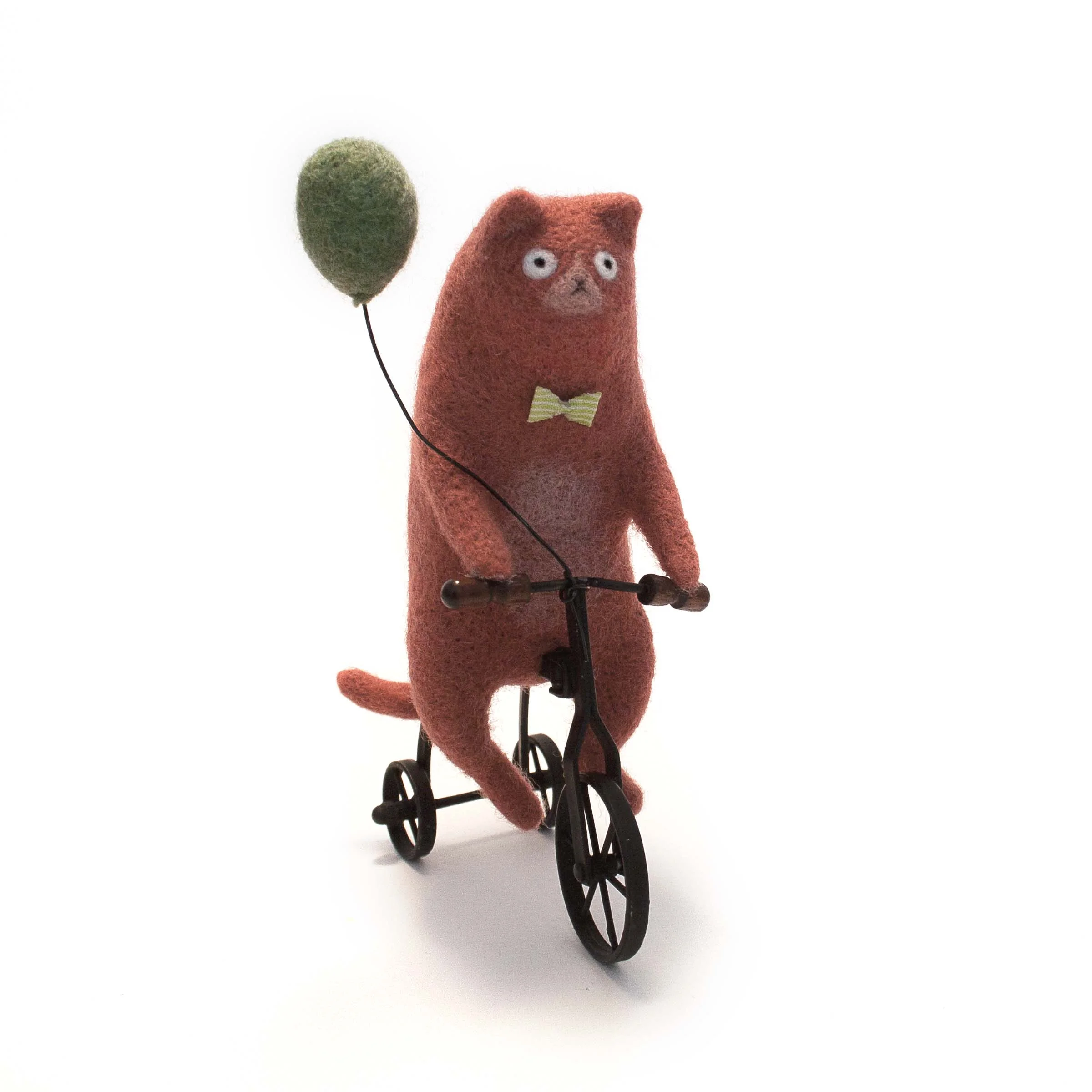 Needle Felted Red Cat On Wheels