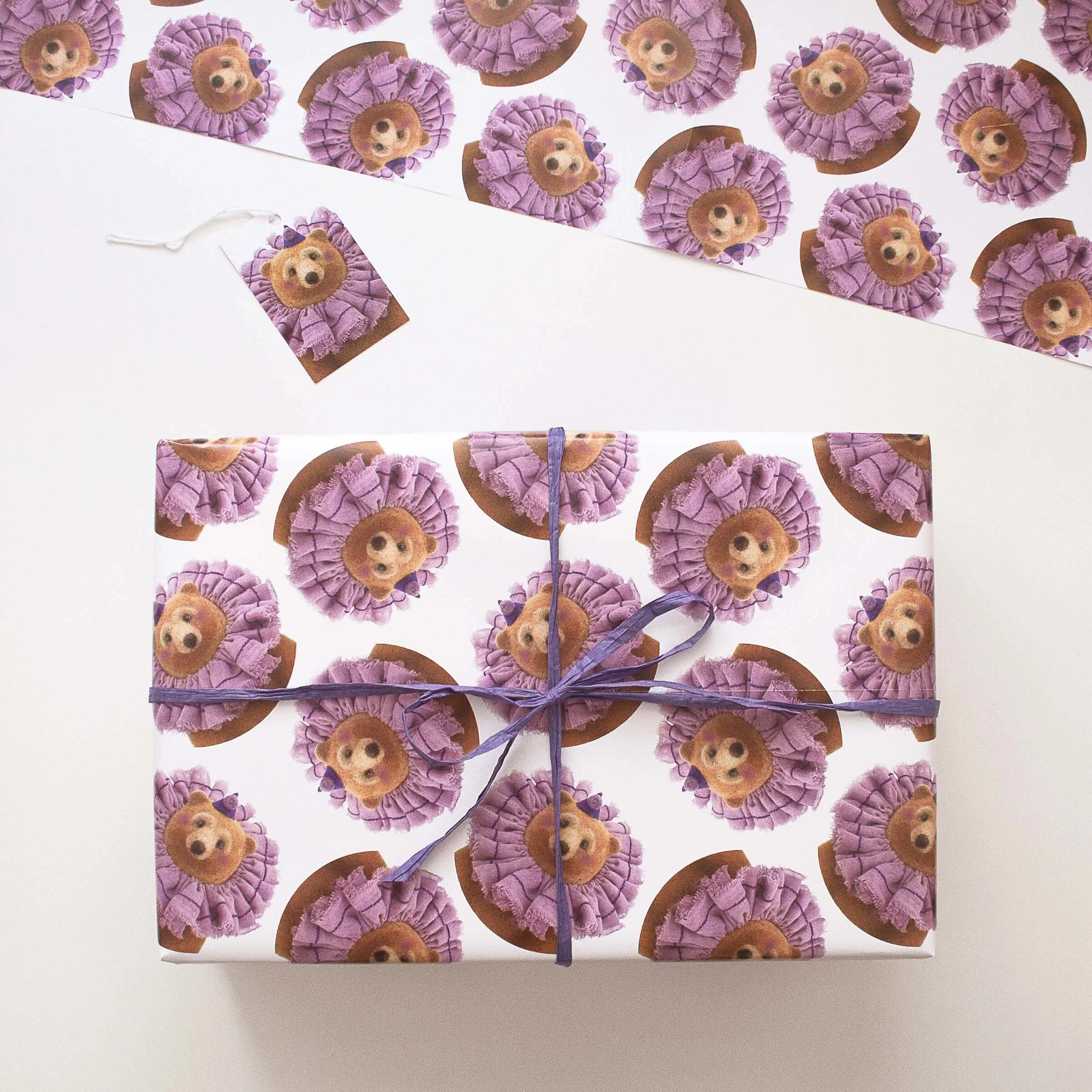 Circus Bear Illustrated  Wrapping Paper and Gift Tag