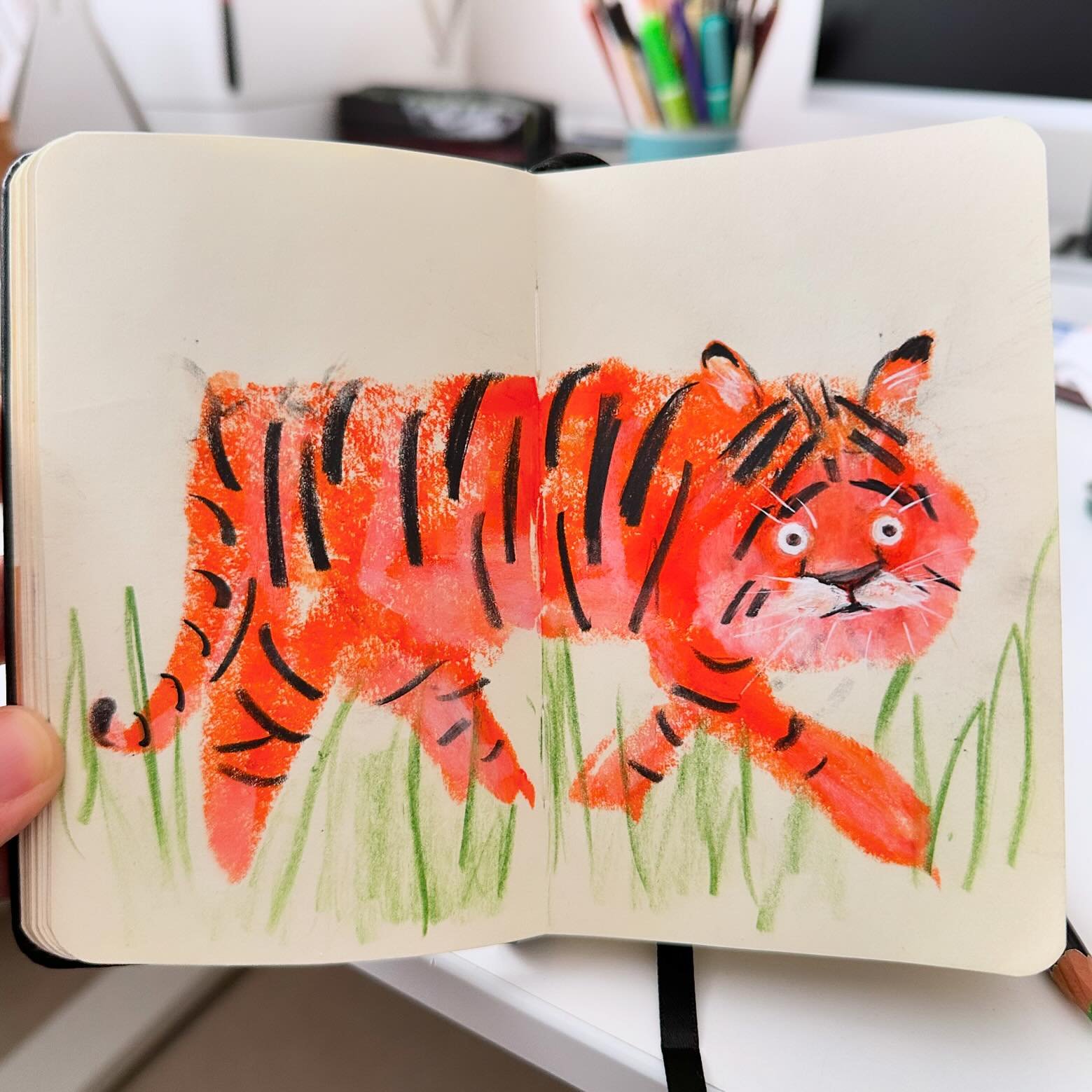 Watch out, there&rsquo;s a tiger about!
&bull;
&bull;
&bull;
#sketching #sketchbook #paintstick #pencil #sketchbook #tigerillustration #royaltalenssketchbook
